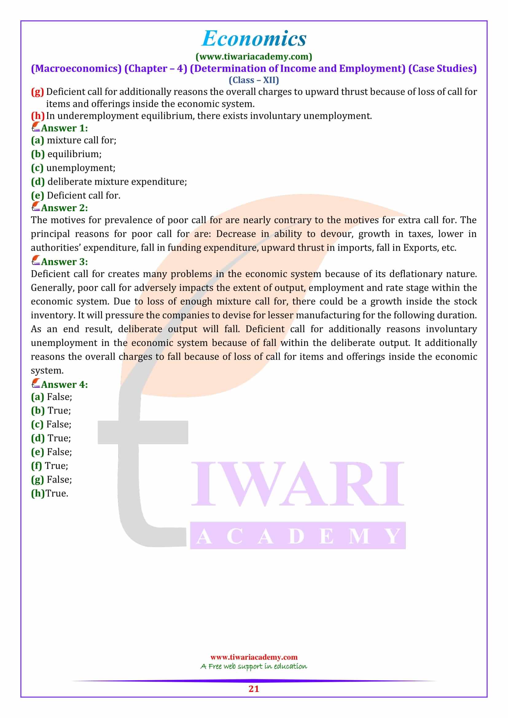 Class 12 Macroeconomics Chapter 4 Case based studies