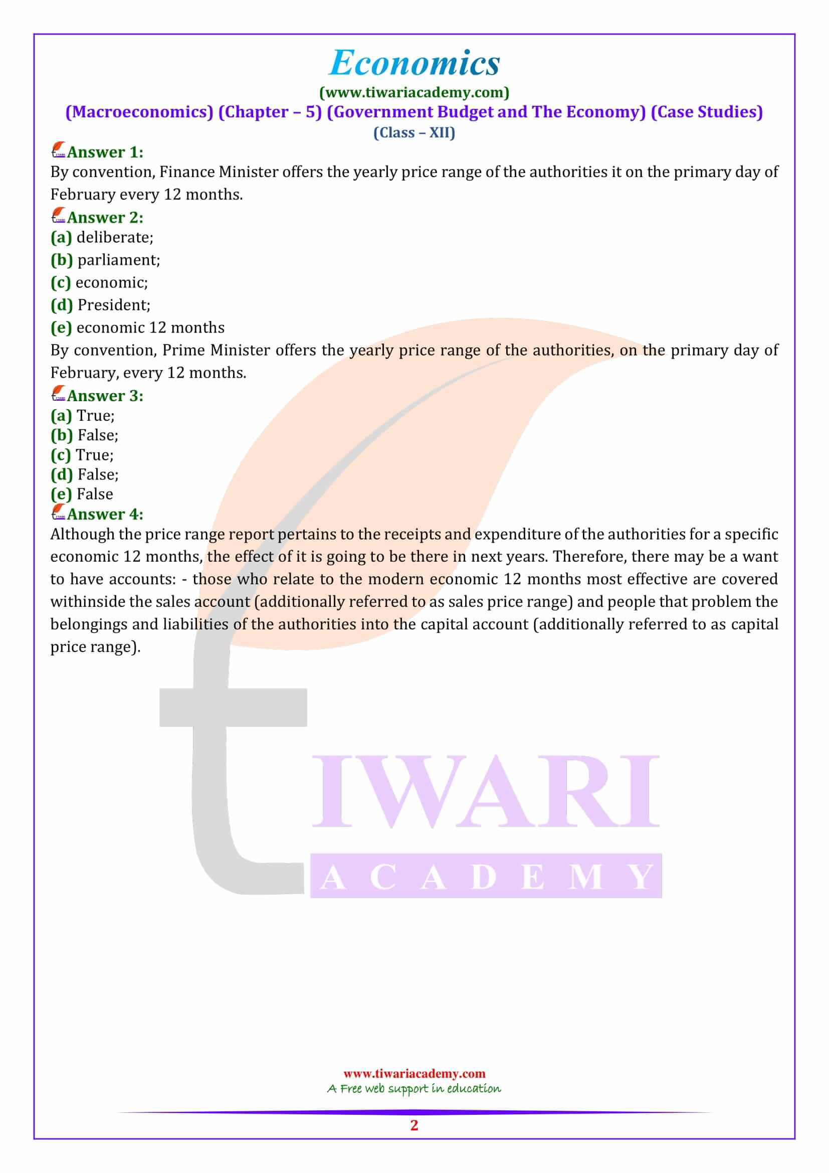 Class 12 Macroeconomics Chapter 5 Case Study practice