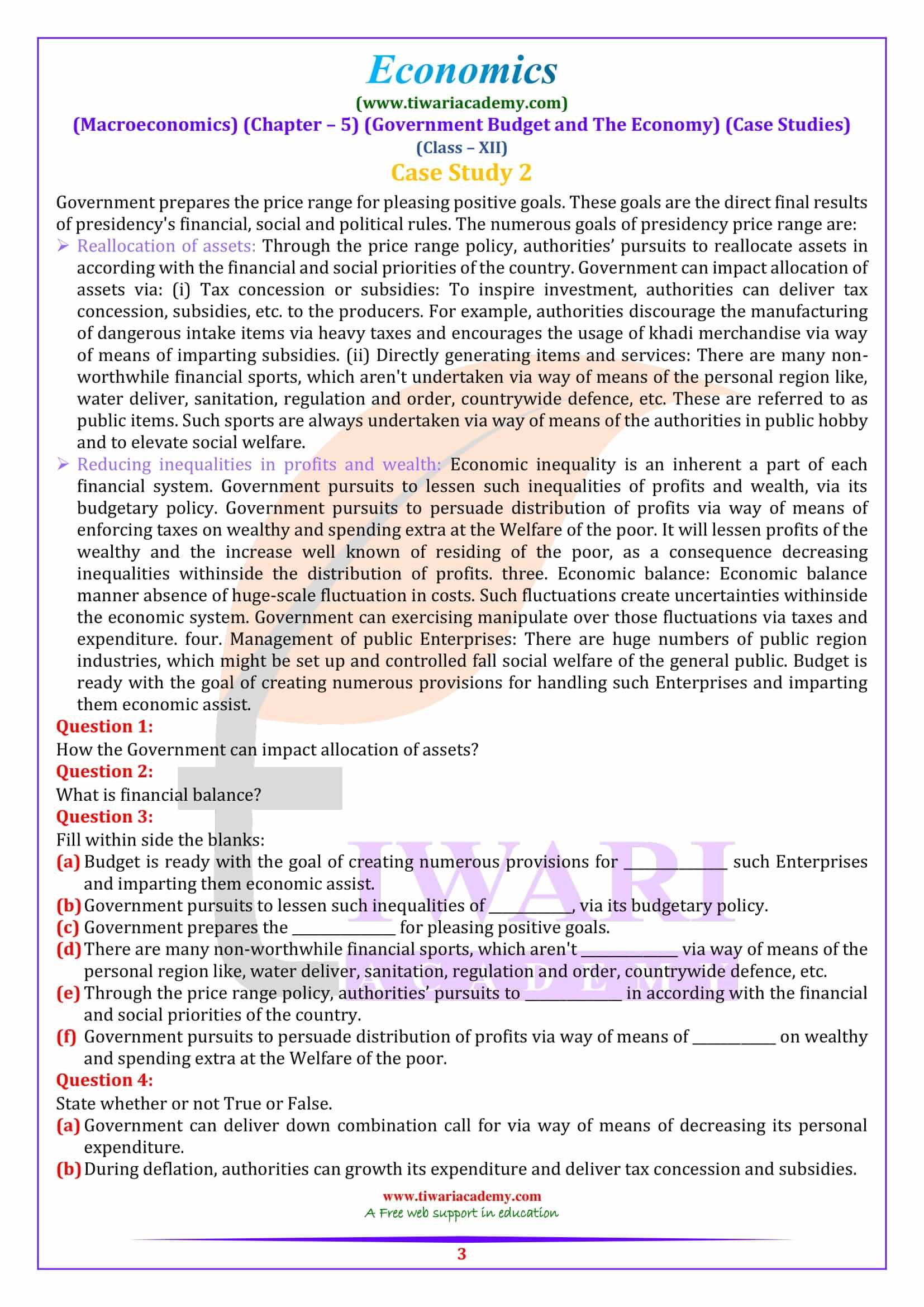 Class 12 Macroeconomics Chapter 5 Case Study question answers