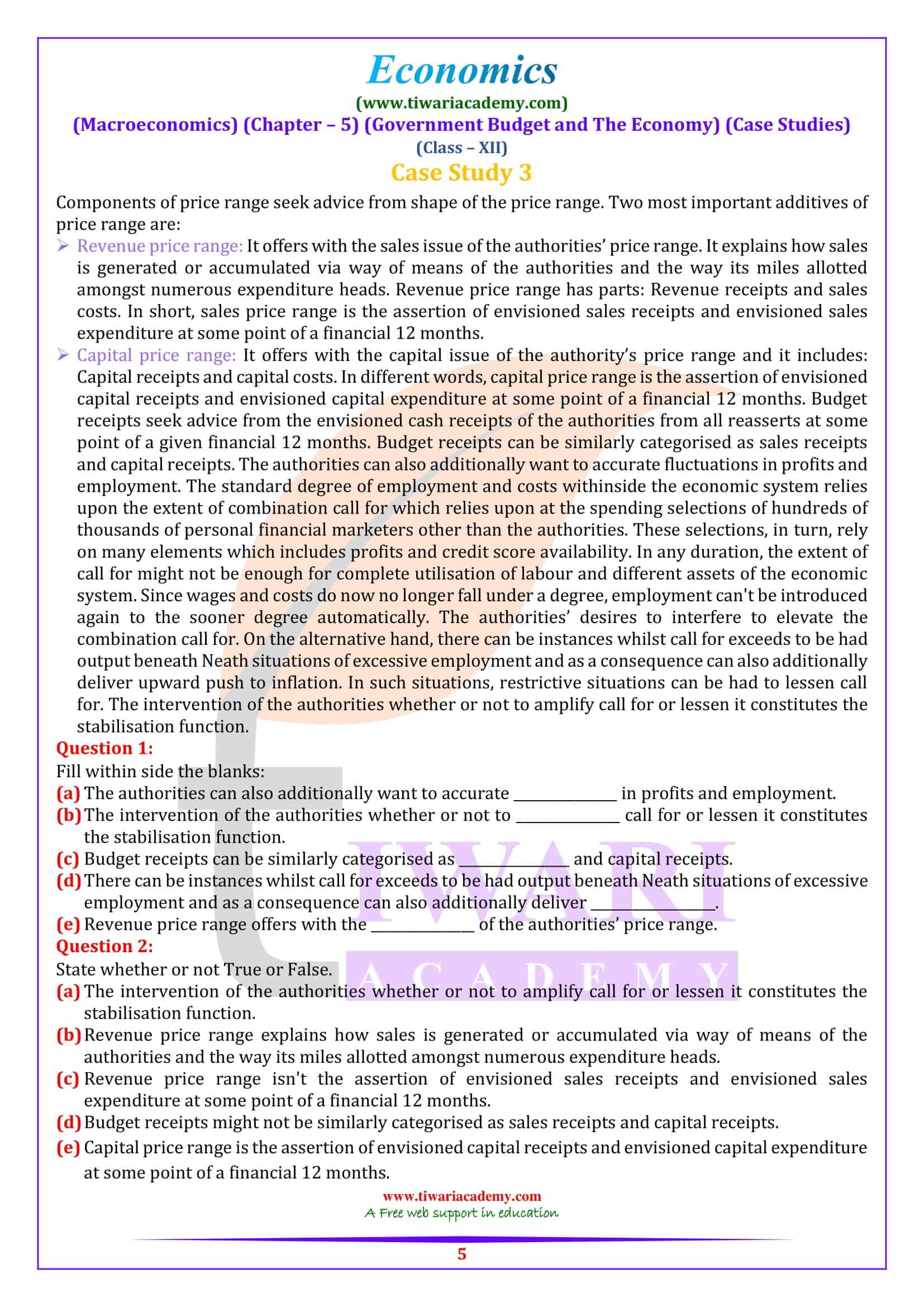 Class 12 Macroeconomics Chapter 5 Case based question answers