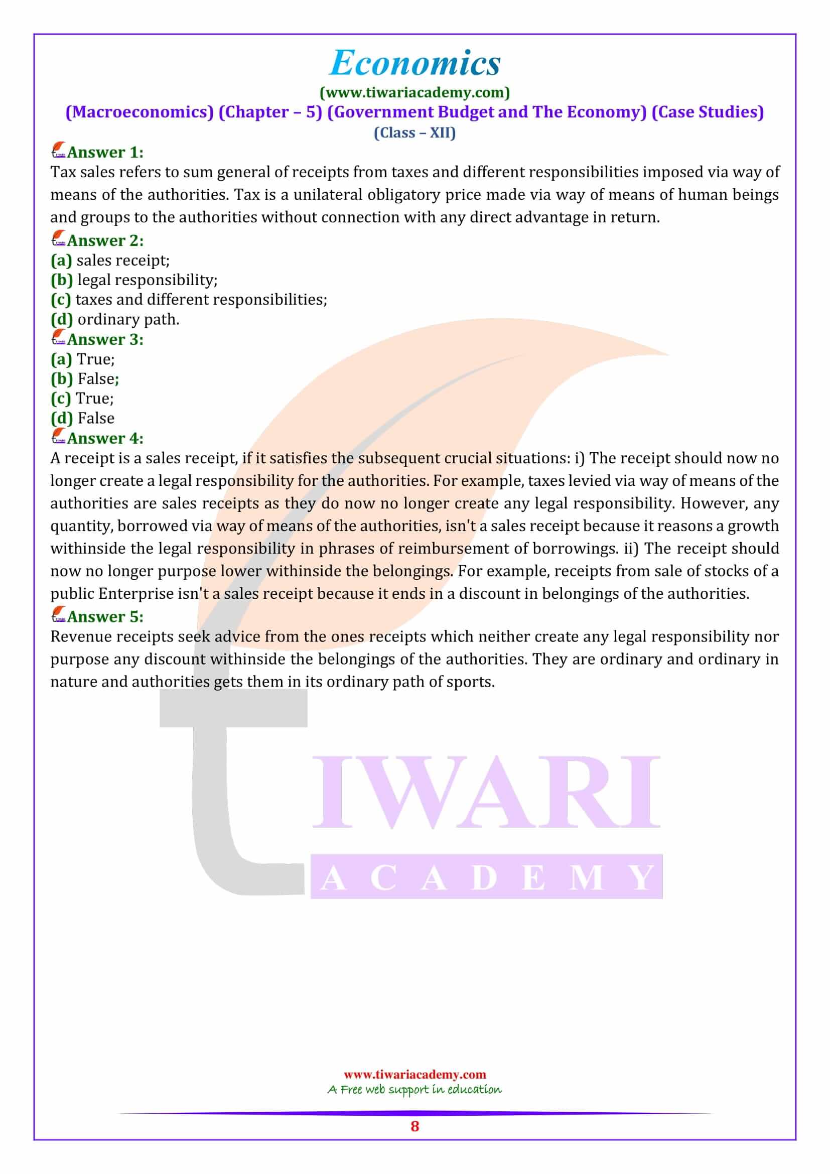 Class 12 Macroeconomics Chapter 5 Case Studies