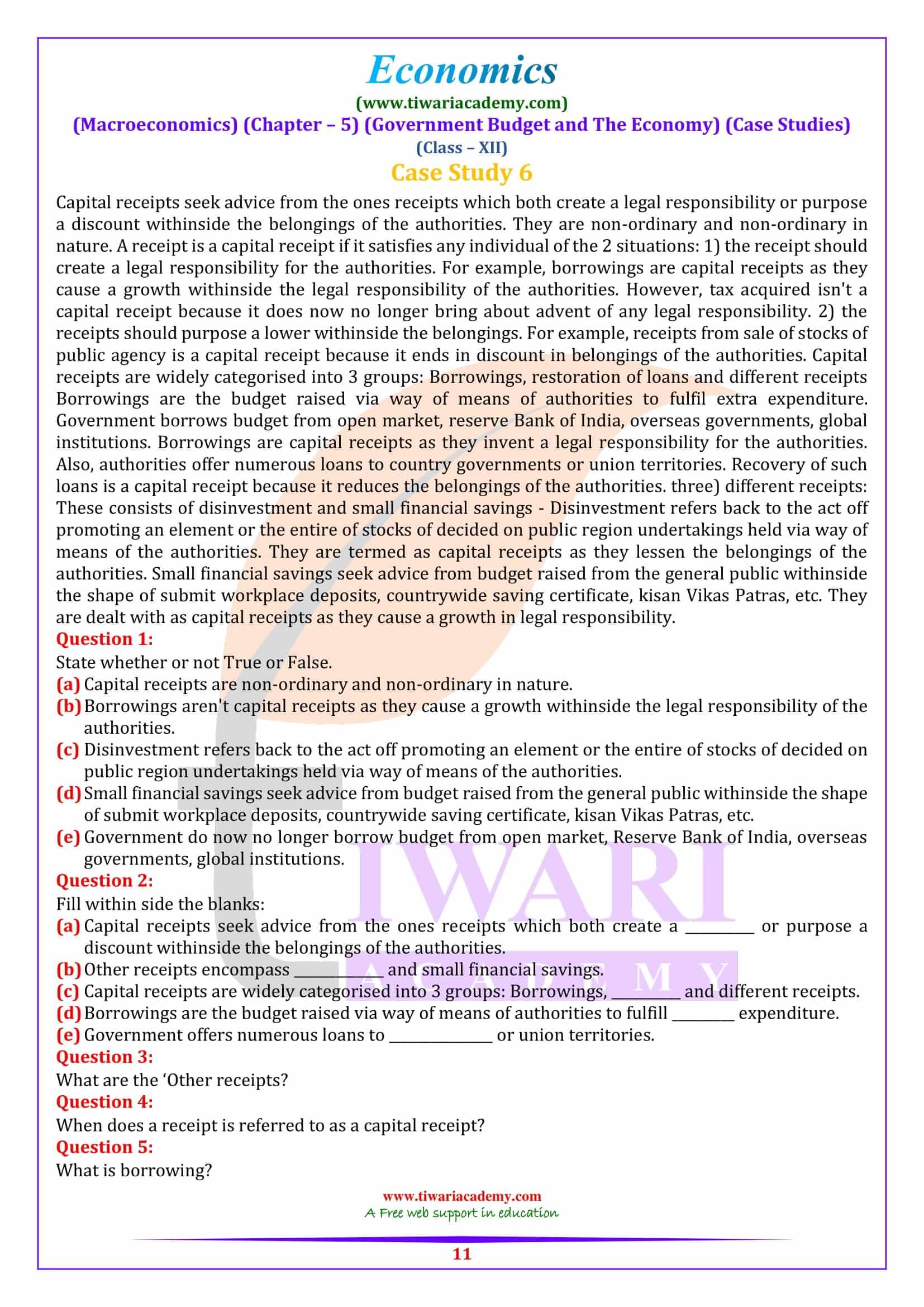 Class 12 Macroeconomics Chapter 5 Case Studies answers