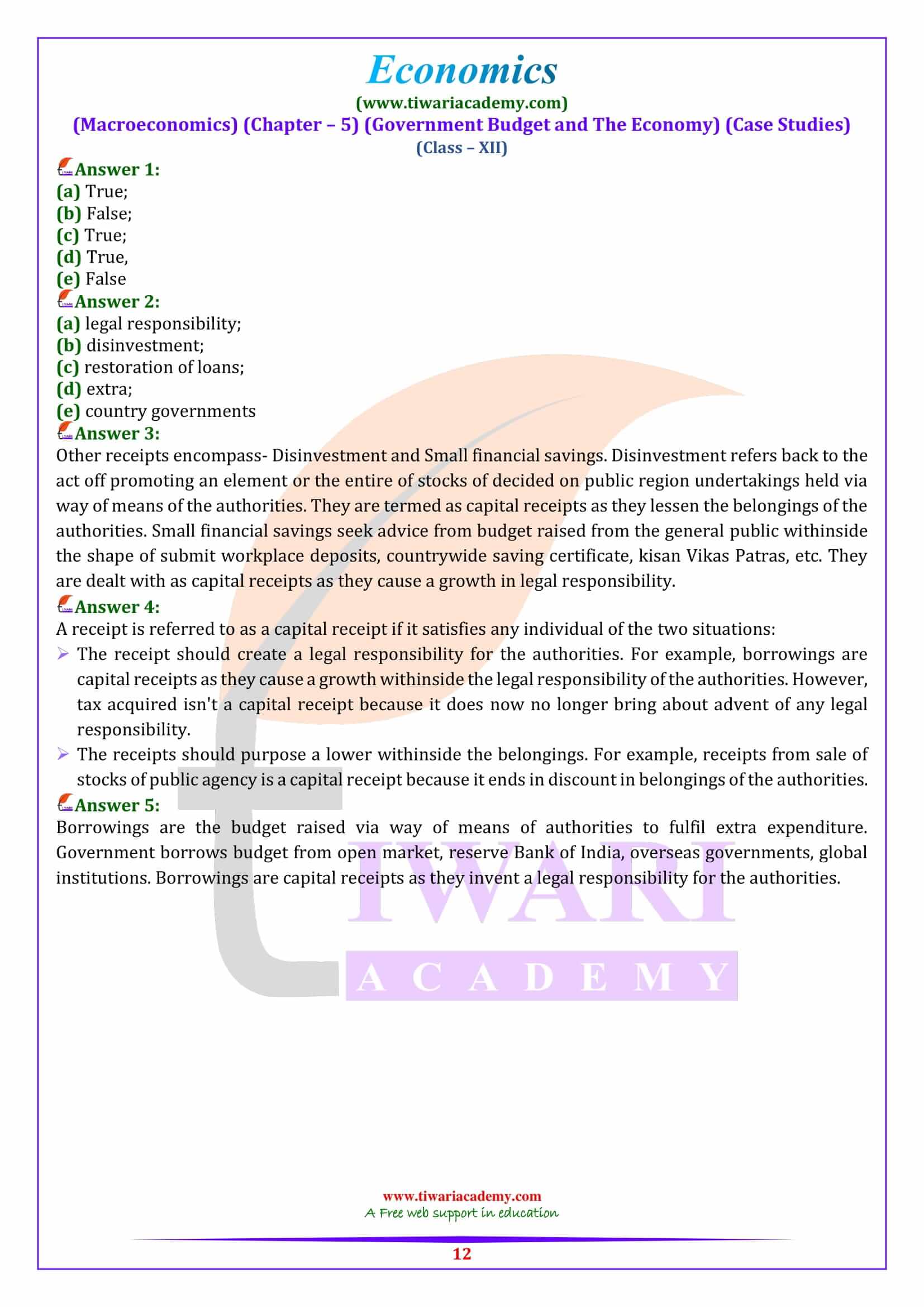 Class 12 Macroeconomics Chapter 5 Case Studies in english Medium