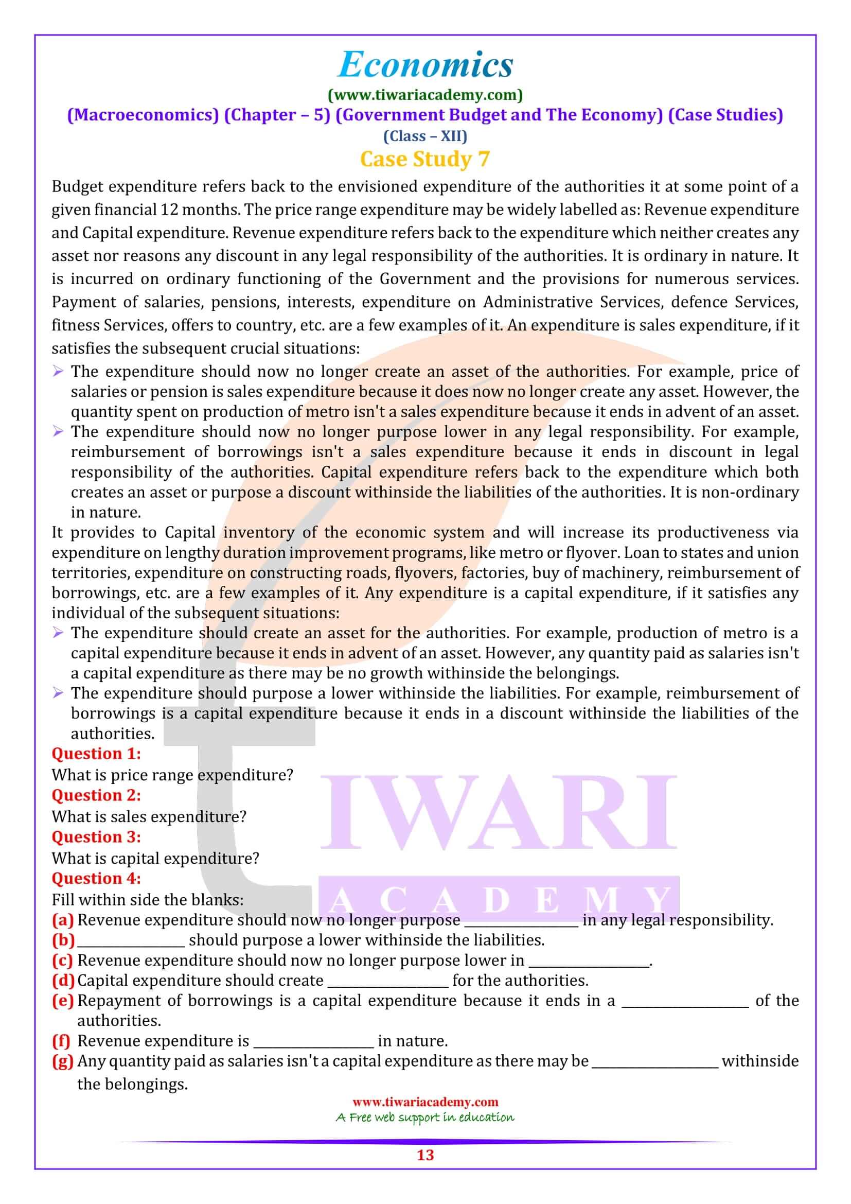 Class 12 Macroeconomics Chapter 5 Case Studies in updated format