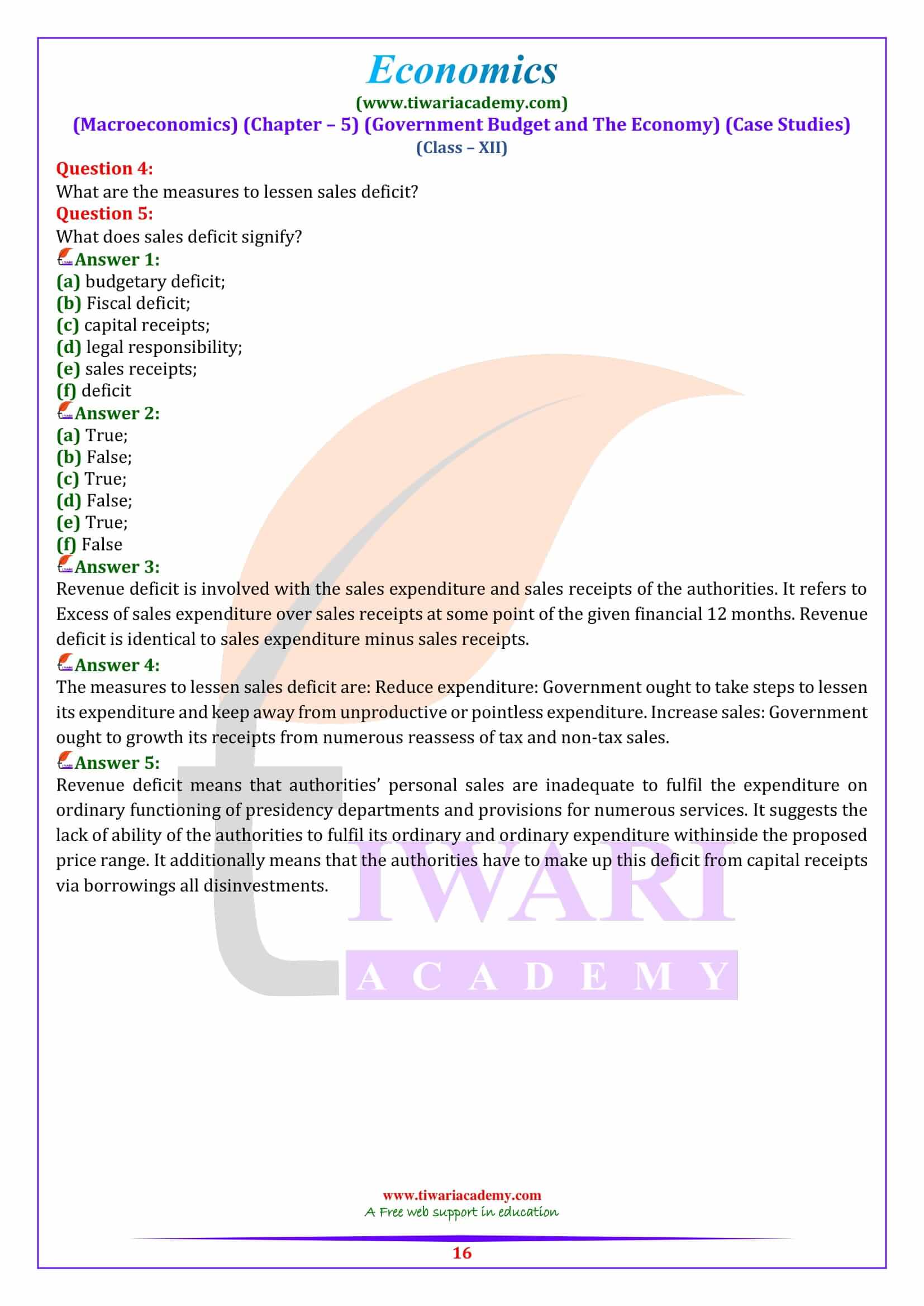 Class 12 Macroeconomics Chapter 5 Case based notes