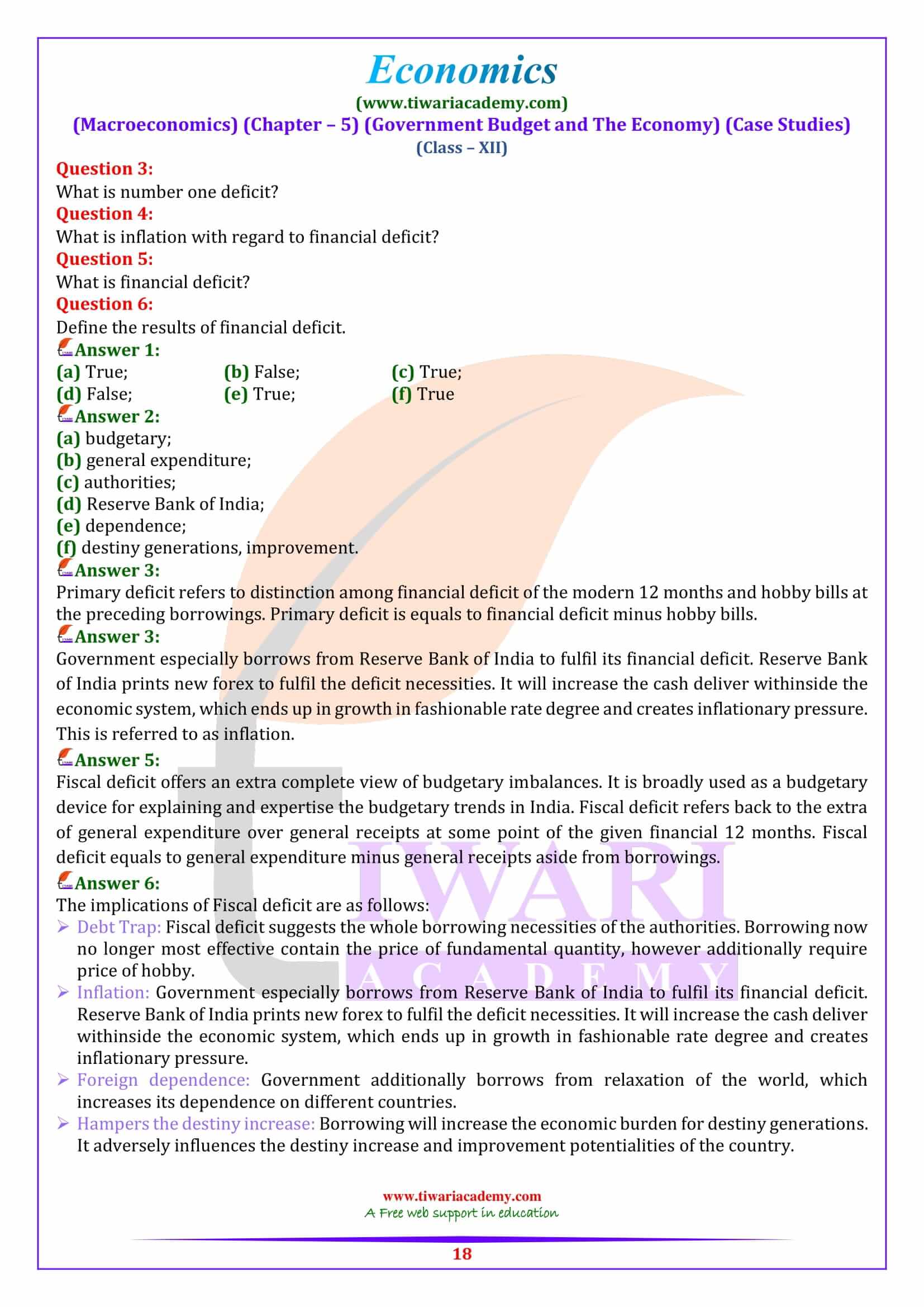 Class 12 Macroeconomics Chapter 5 Case based revision