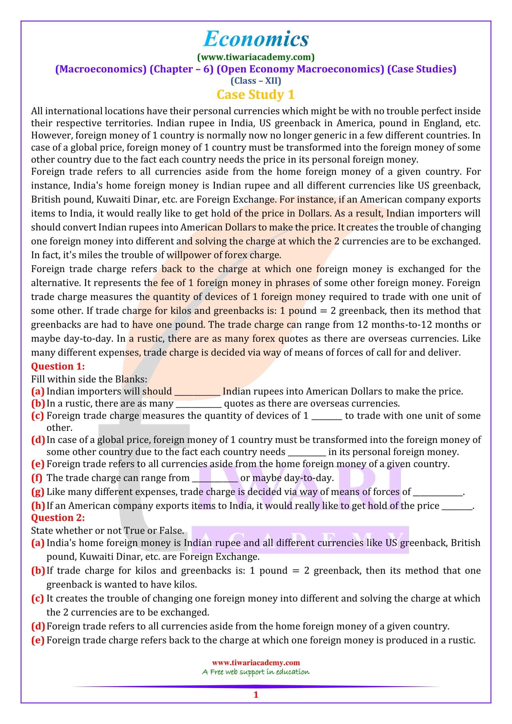 Class 12 Macroeconomics Chapter 6 Case Study questions