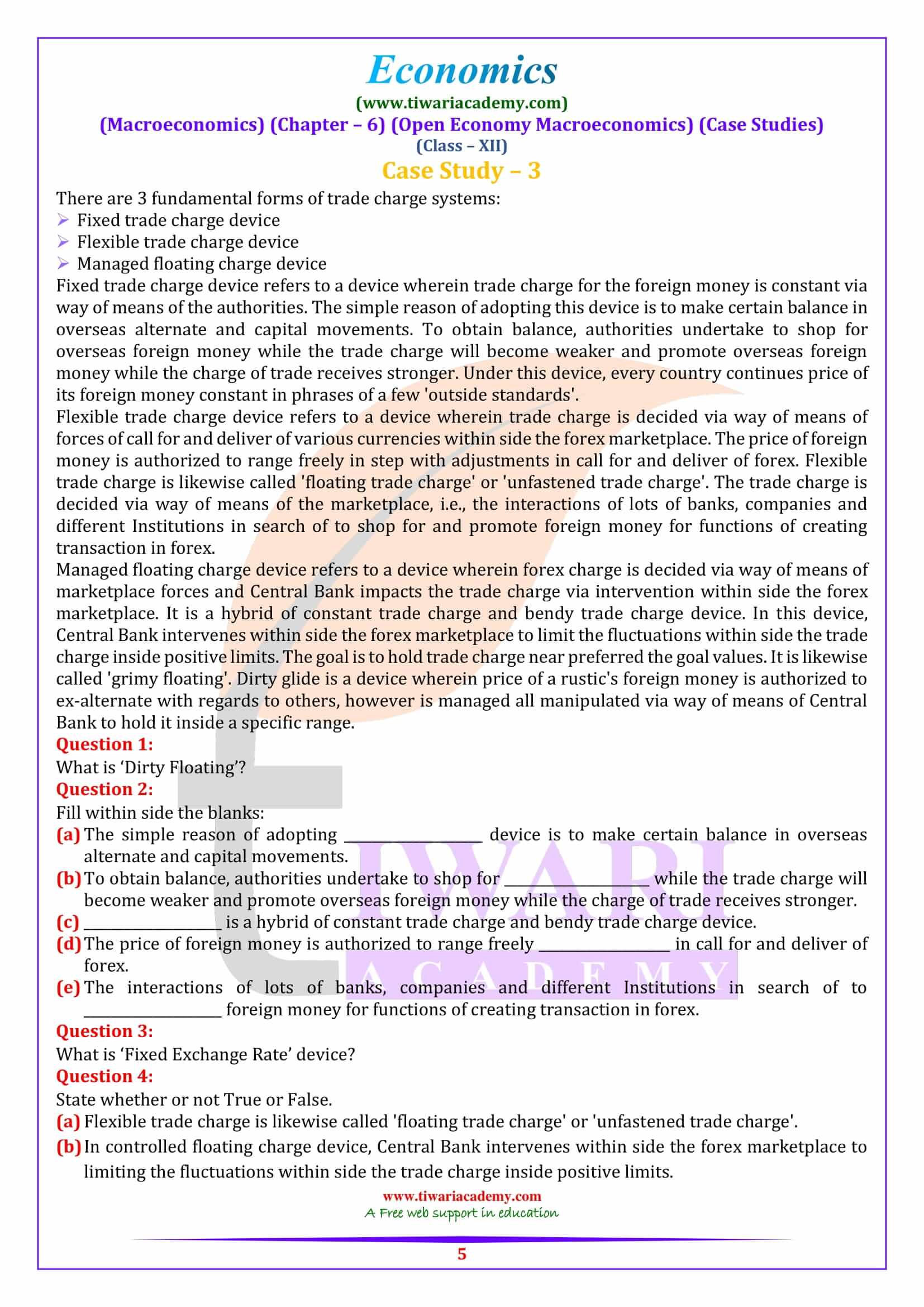 Class 12 Macroeconomics Chapter 6 Case Study revision questions