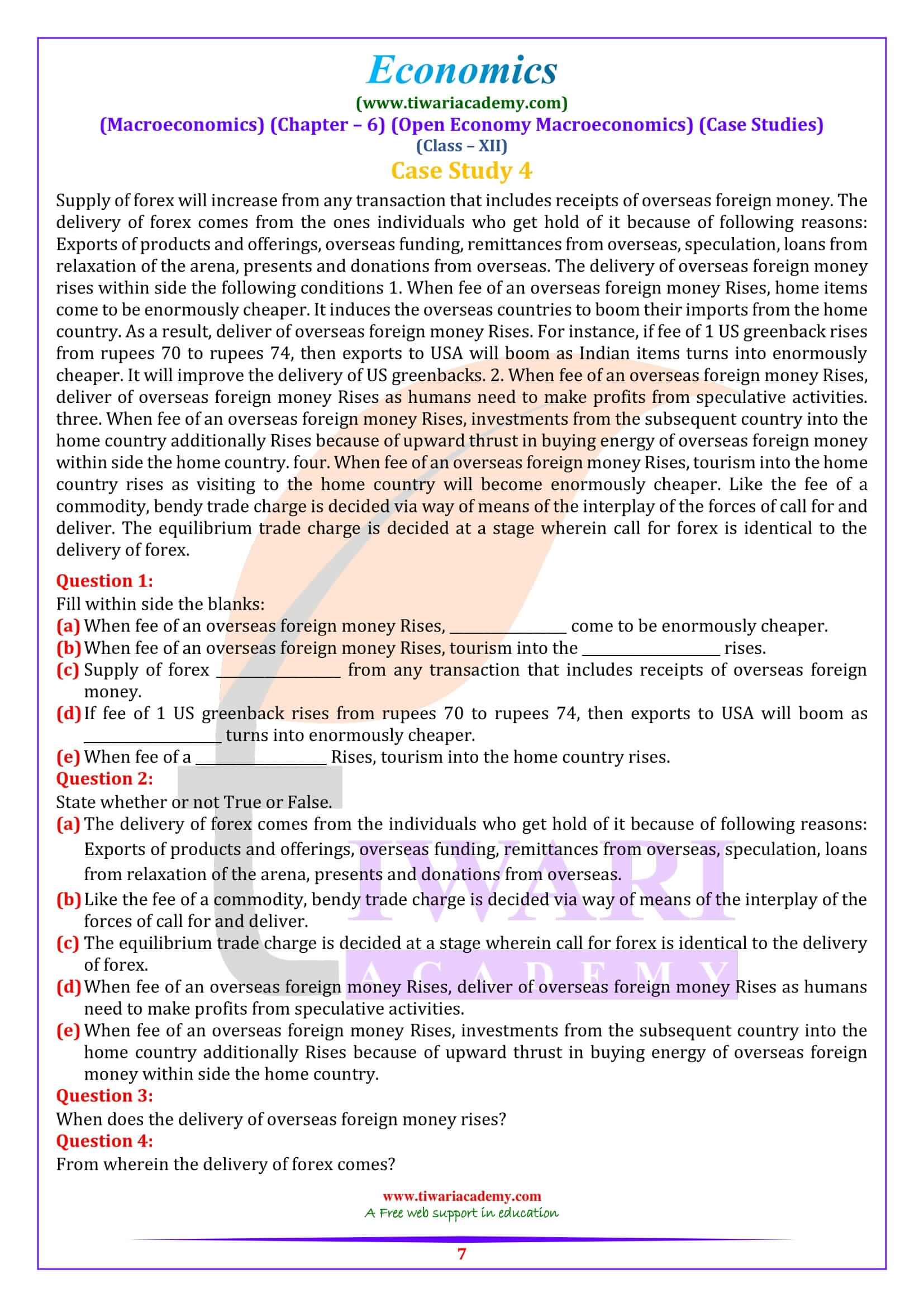 Class 12 Macroeconomics Chapter 6 Case based questions