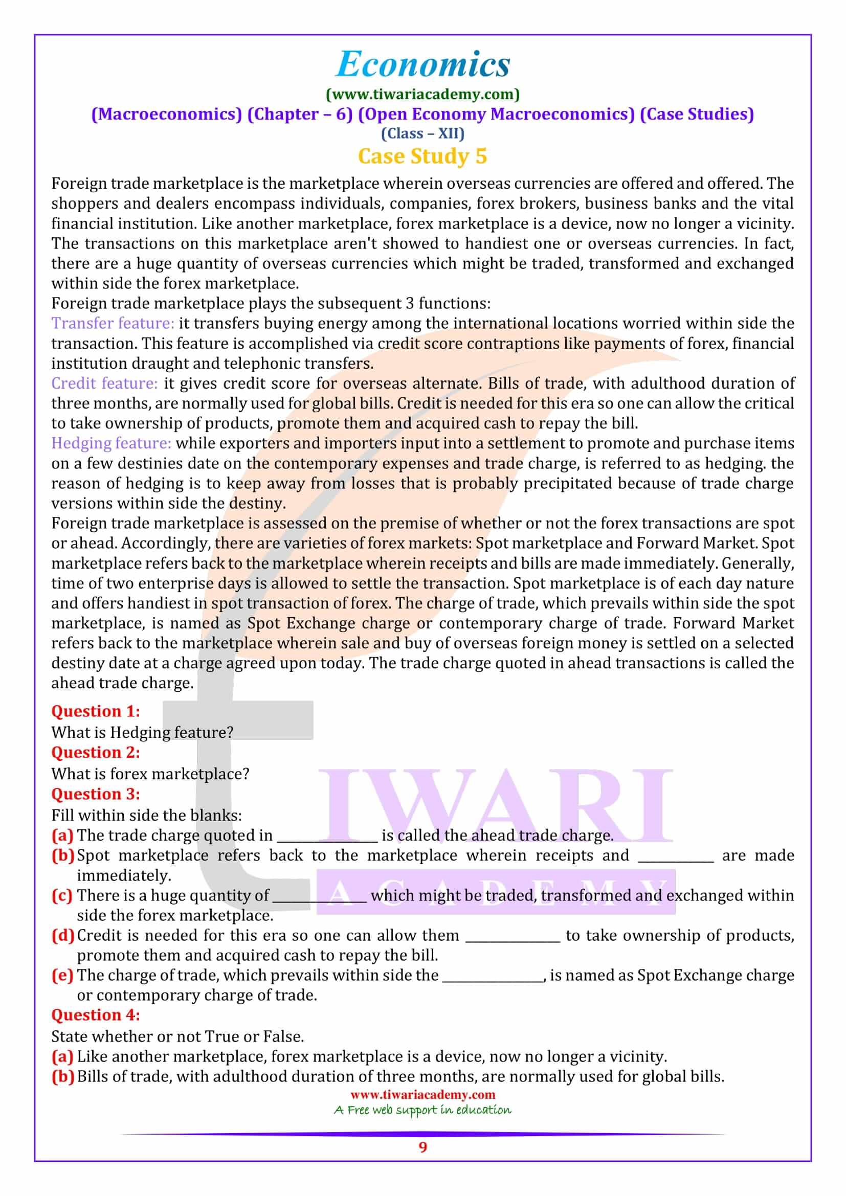 Class 12 Macroeconomics Chapter 6 Case based answers