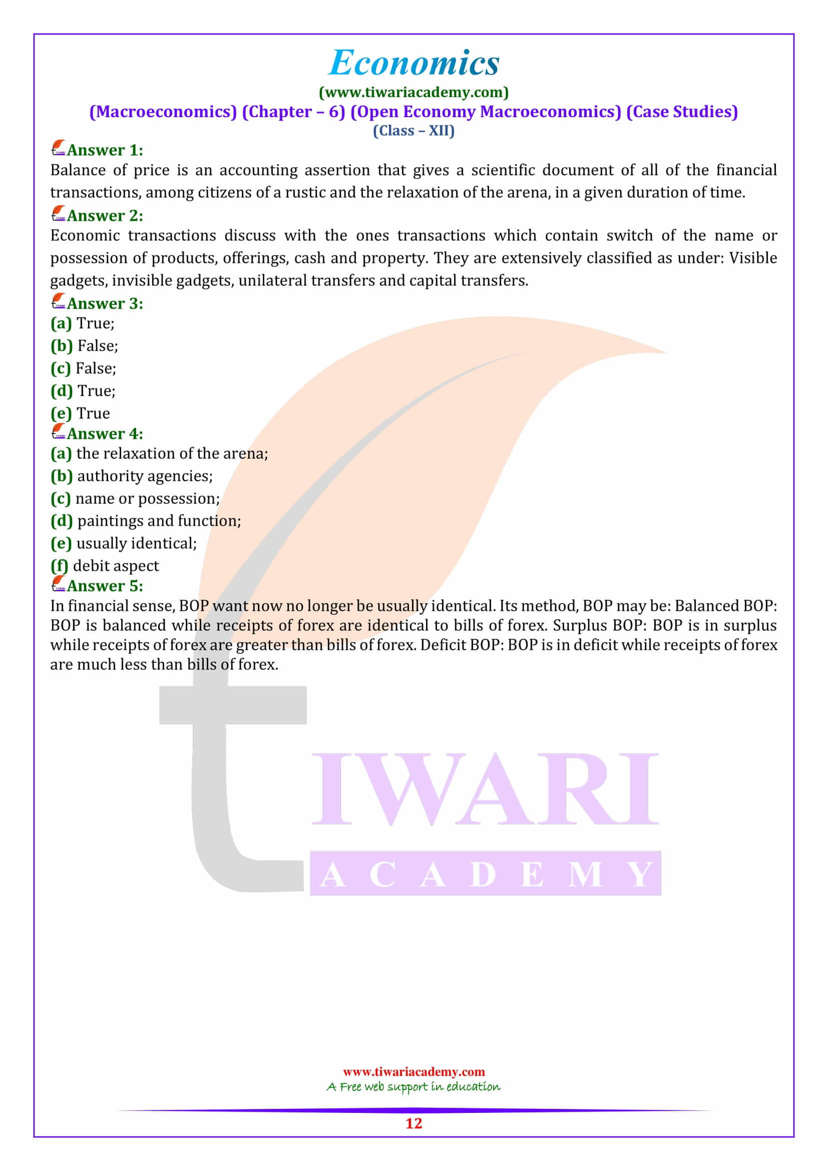 Class 12 Macroeconomics Chapter 6 Case studies