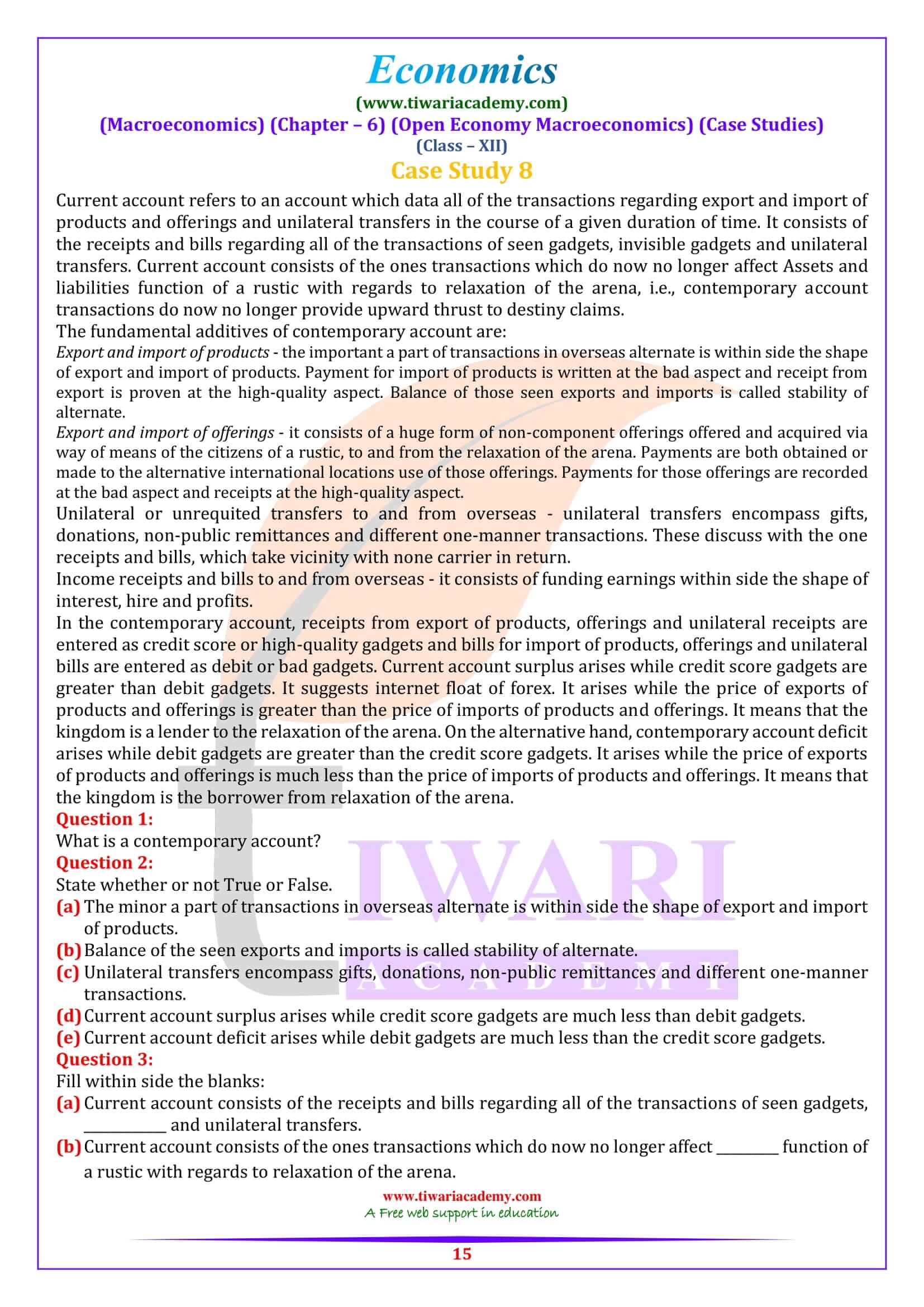 Class 12 Macroeconomics Chapter 6 Case studies notes