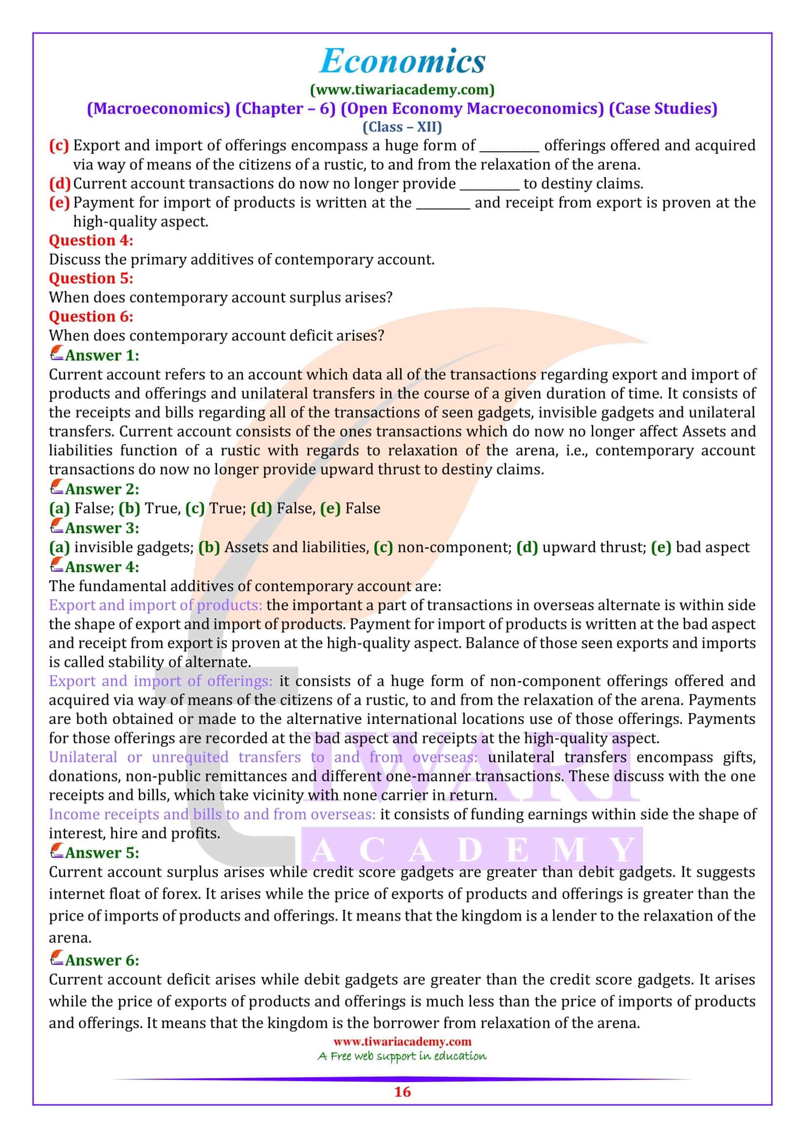 Class 12 Macroeconomics Chapter 6 Case studies revision