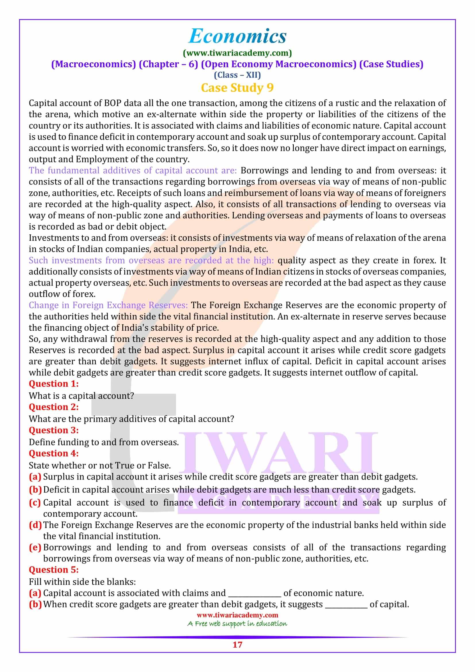 Class 12 Macroeconomics Chapter 6 Case studies practice questions