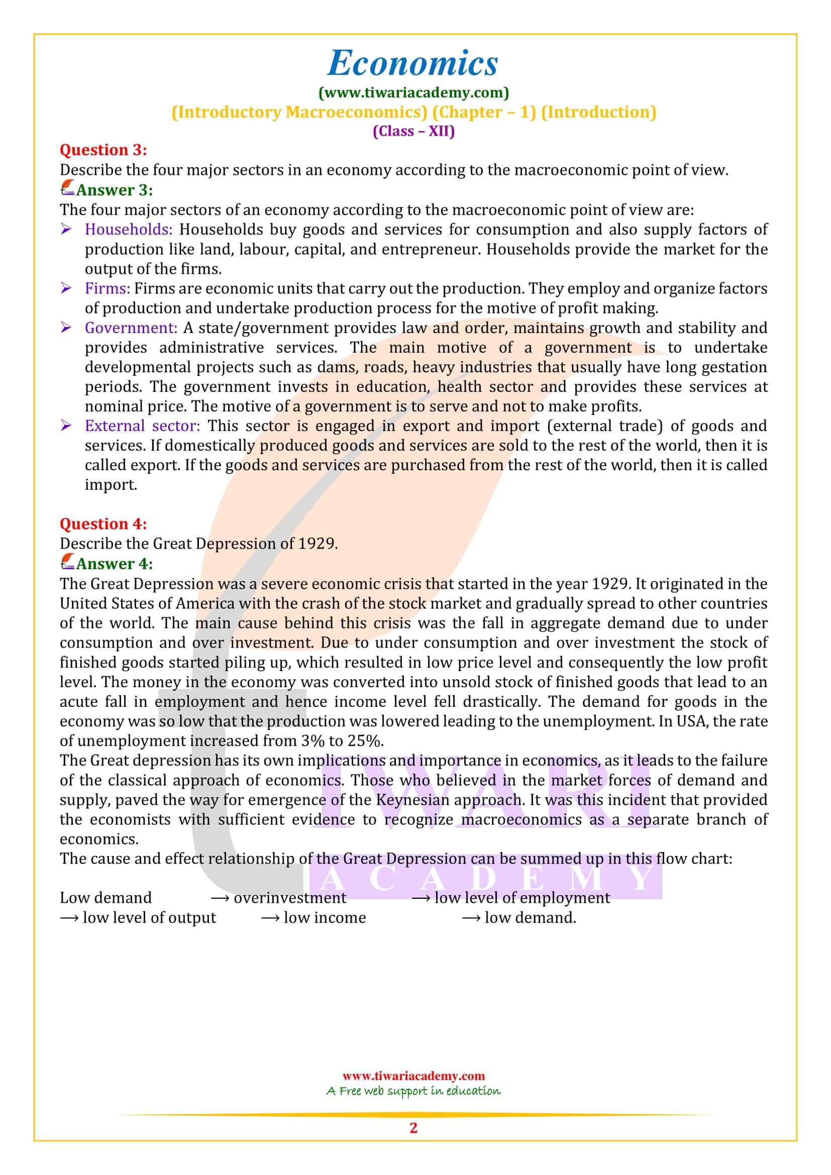 NCERT Solutions for Class 12 Economics Macroeconomics Chapter 1 all answers