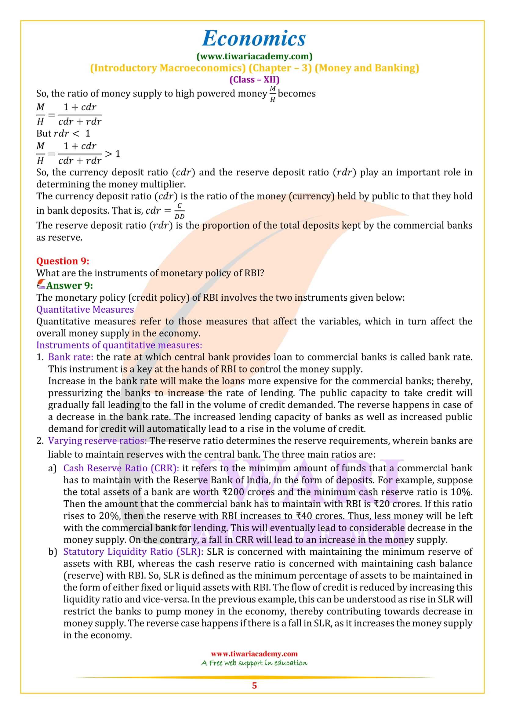 NCERT Solutions for Class 12 Economics Chapter 3 answers guide