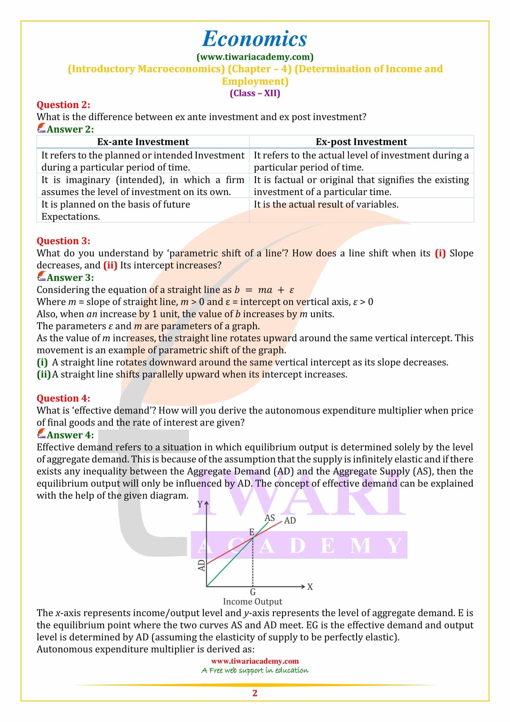 NCERT Solutions for Class 12 Economics Chapter 4