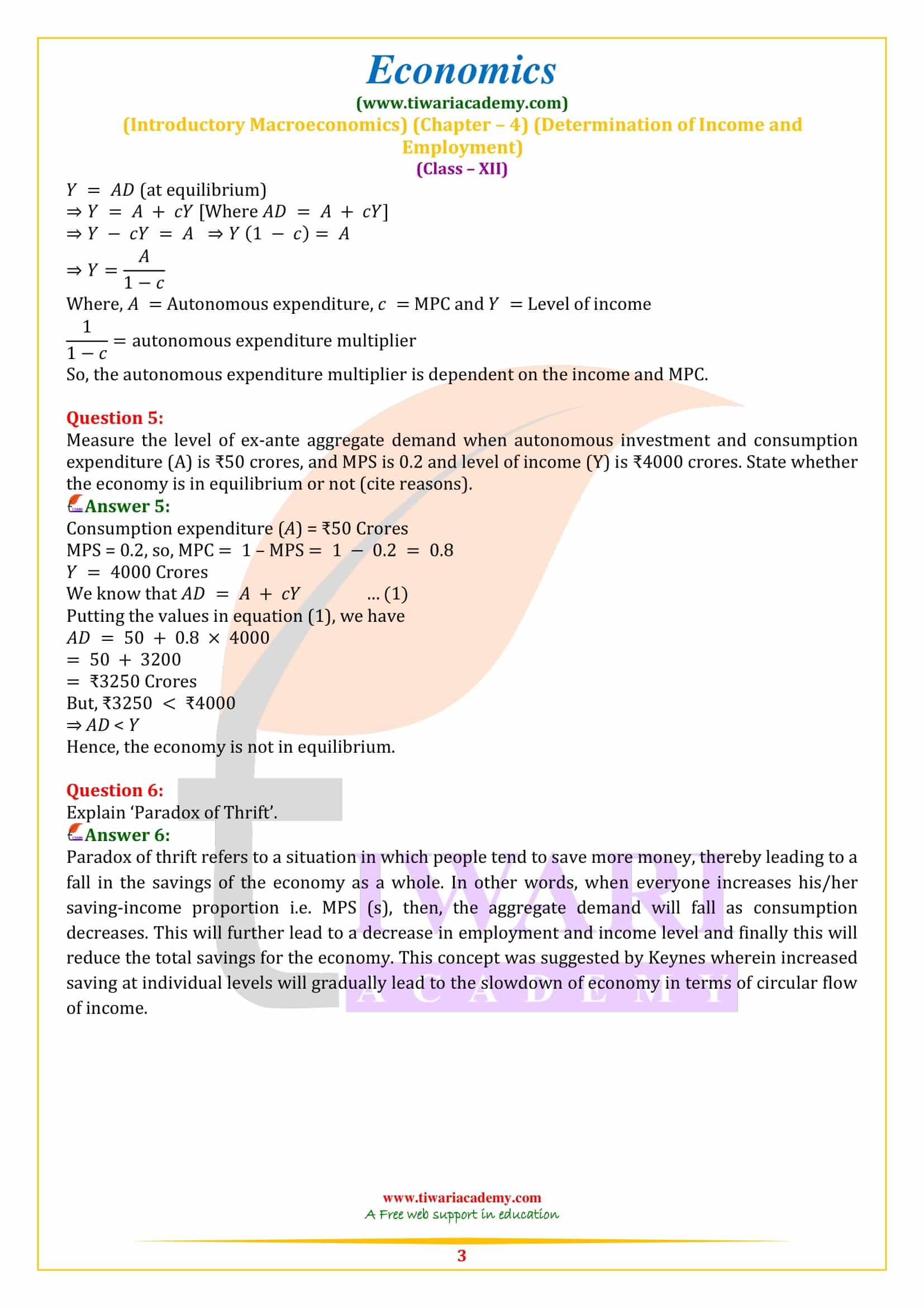 NCERT Solutions for Class 12 Economics Chapter 4 Question Answers