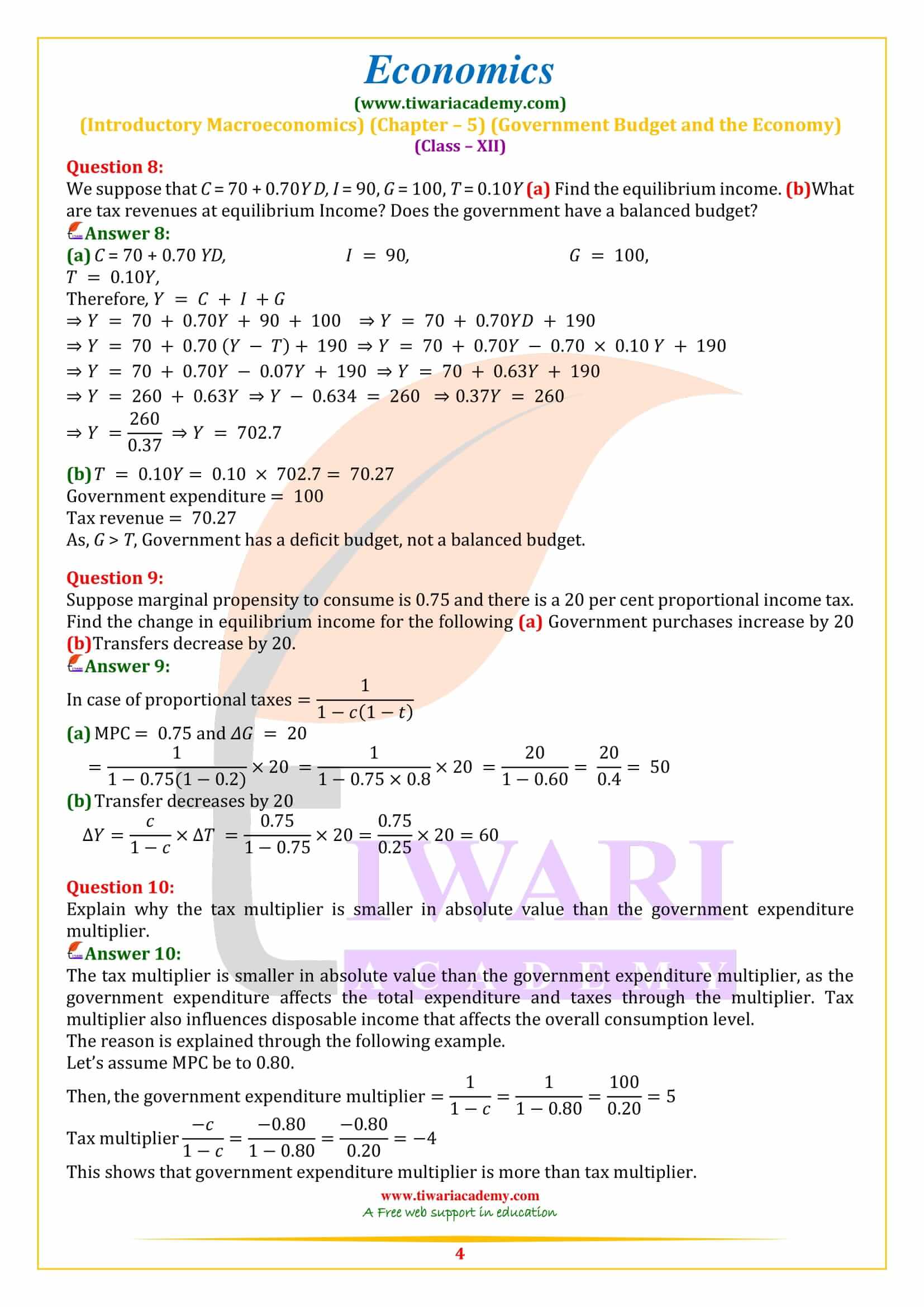 NCERT Solutions for Class 12 Economics Chapter 5 guide