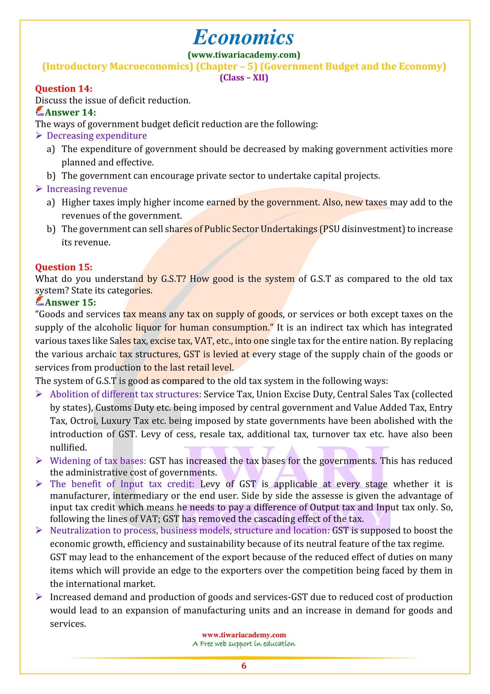 NCERT Solutions for Class 12 Economics Chapter 5 all questions