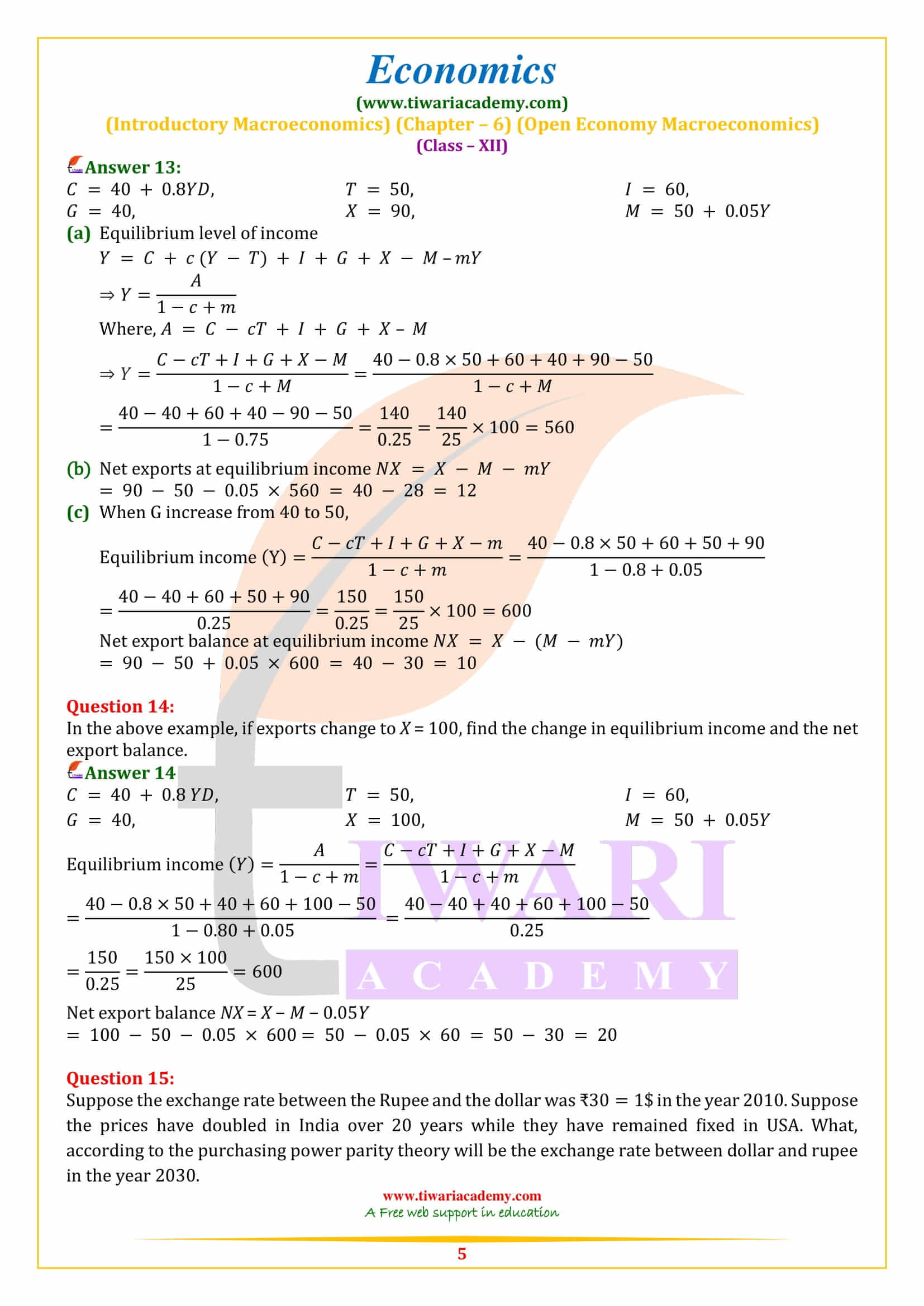 NCERT Solutions for Class 12 Economics Chapter 6 Question Answers