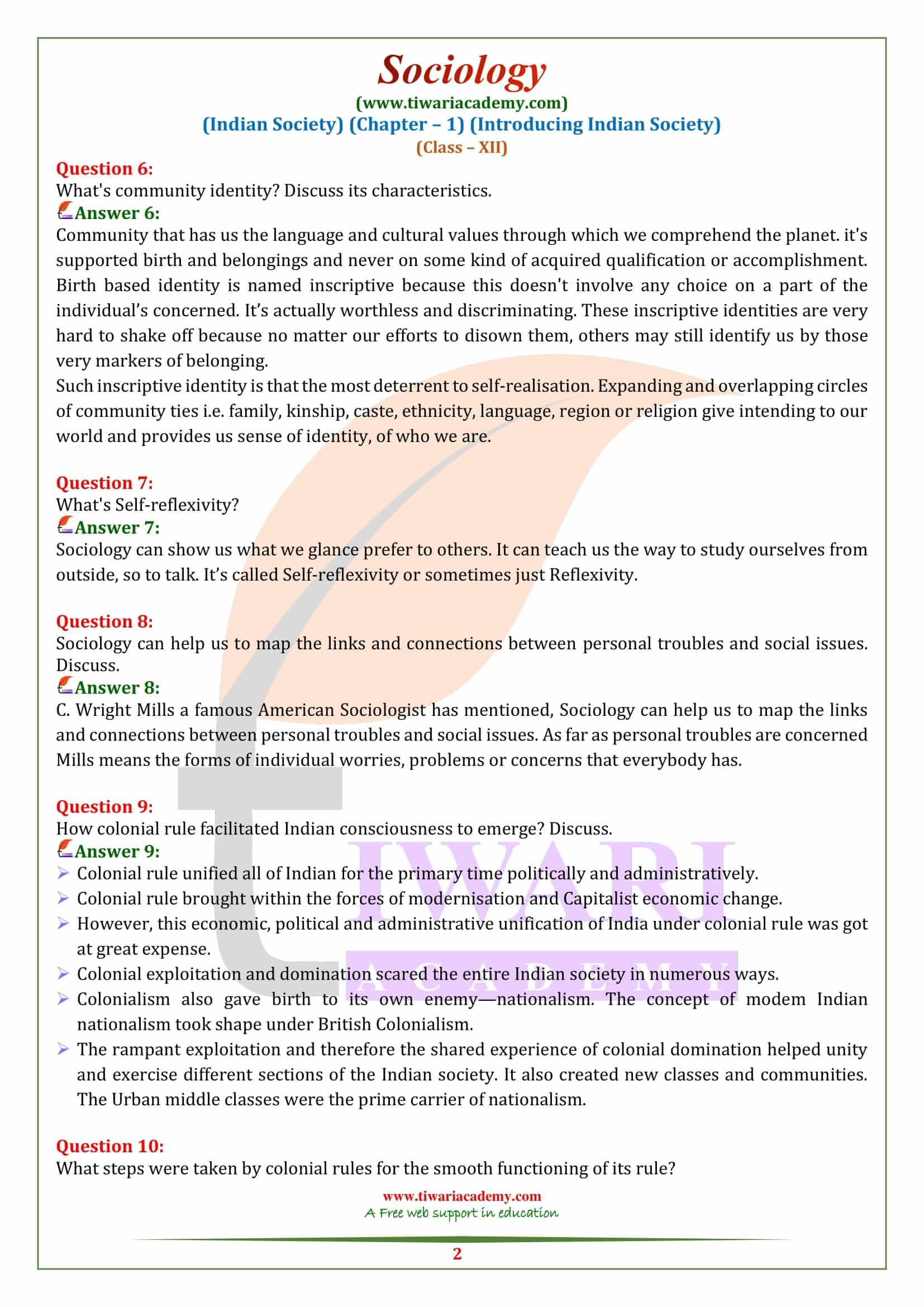 NCERT Solutions for Class 12 Sociology Chapter 1