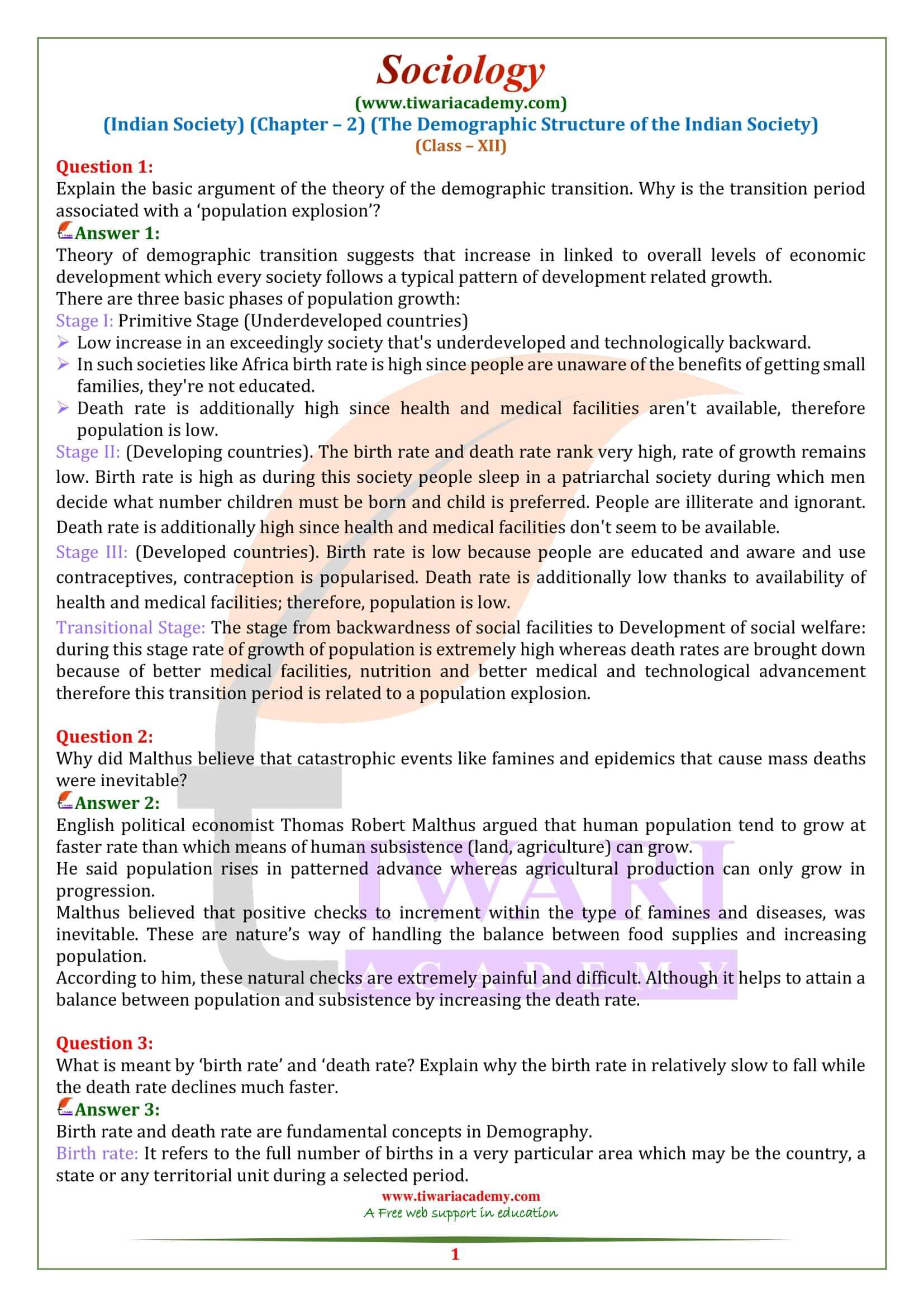 NCERT Solutions for Class 12 Sociology Chapter 2