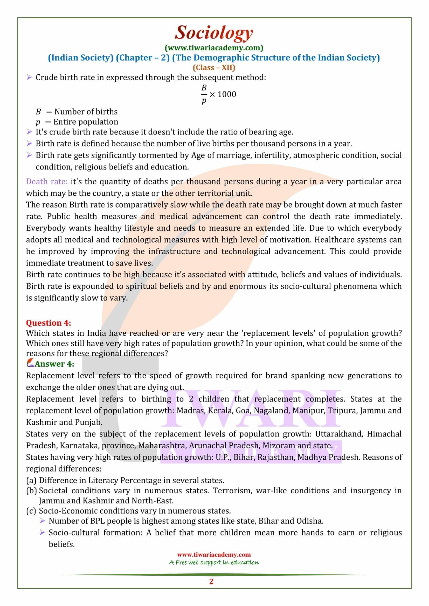 NCERT Solutions for Class 12 Sociology Chapter 2 in English Medium