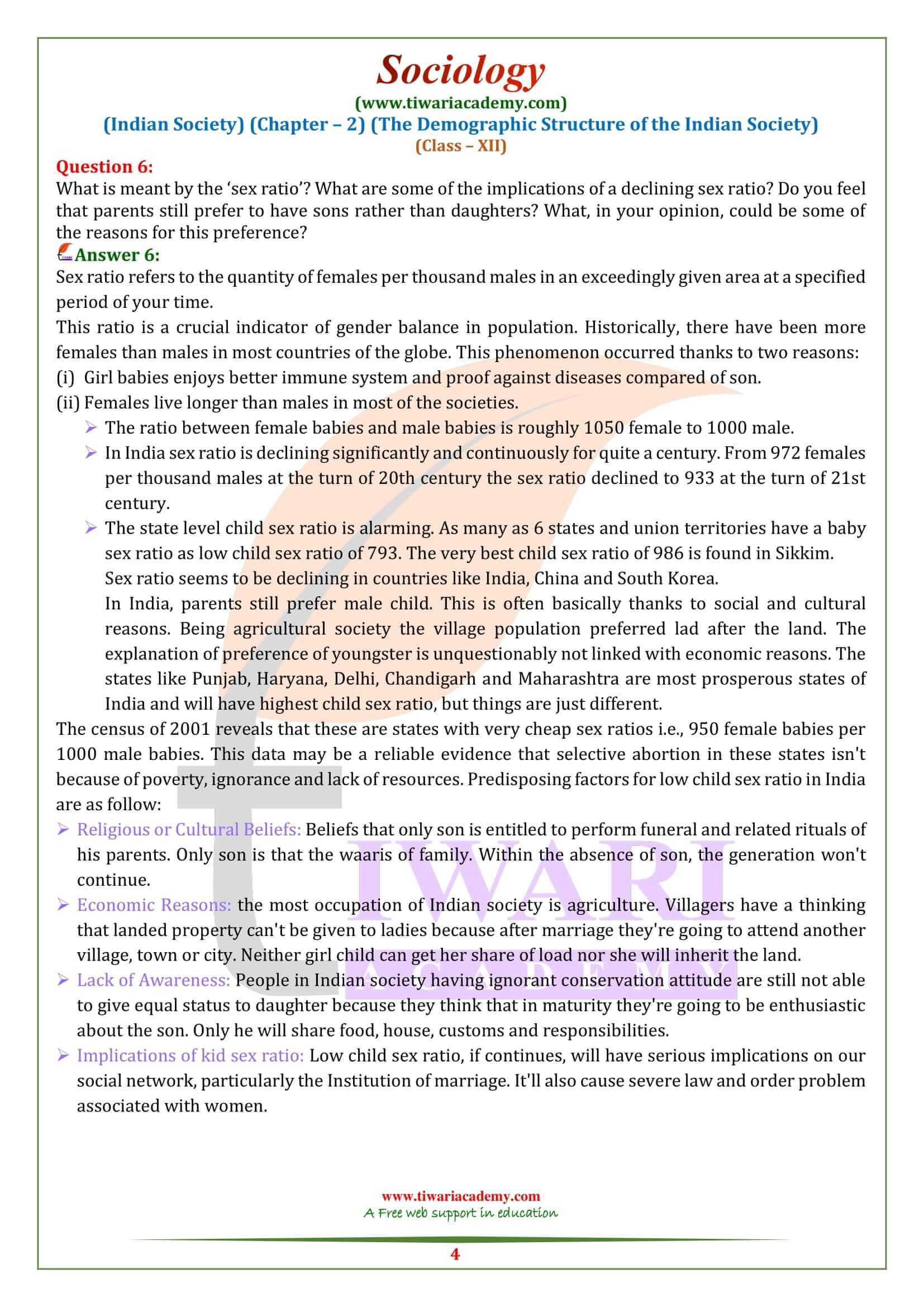 Class 12 Sociology Chapter 2 Solutions