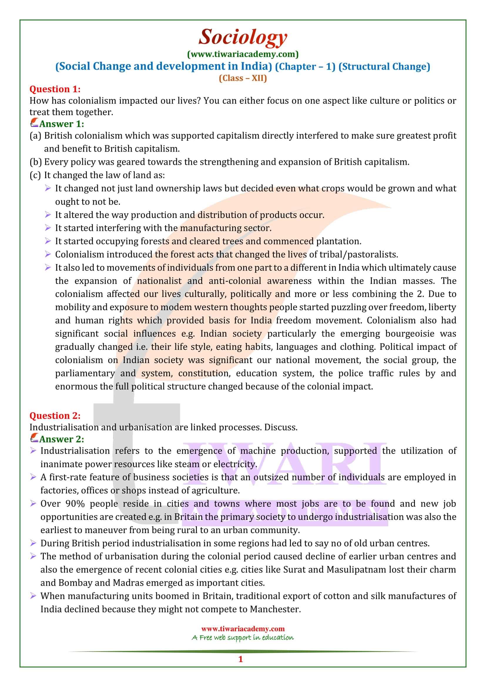 NCERT Solutions for Class 12 Sociology Chapter 1