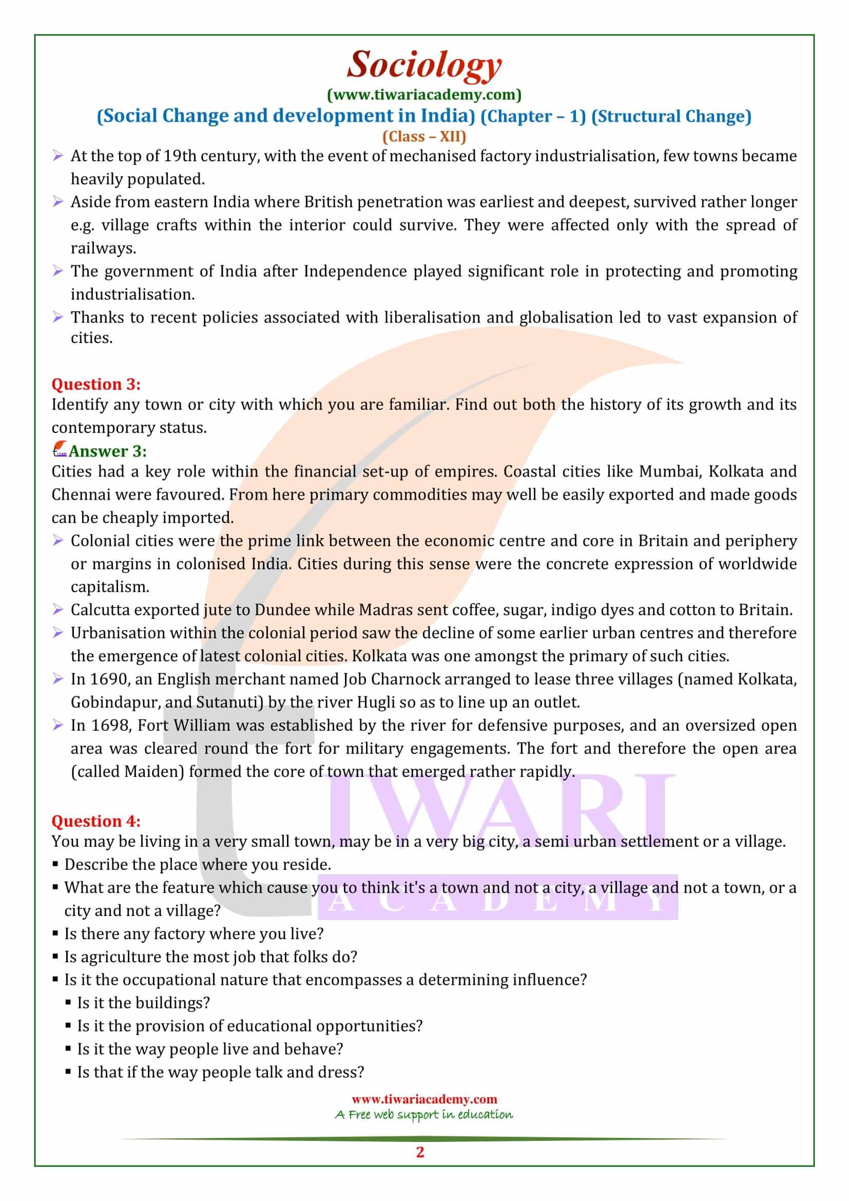 Class 12 Sociology Chapter 1 Structural Change