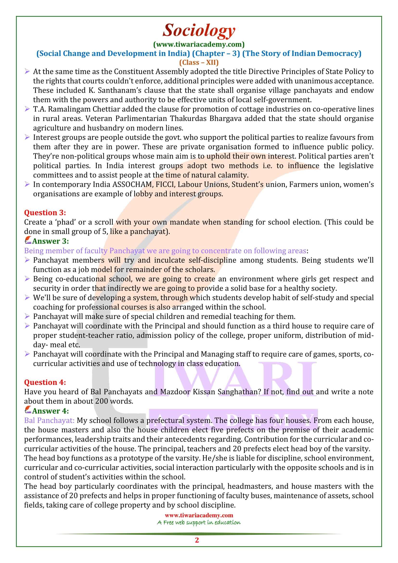 NCERT Solutions for Class 12 Sociology Chapter 3