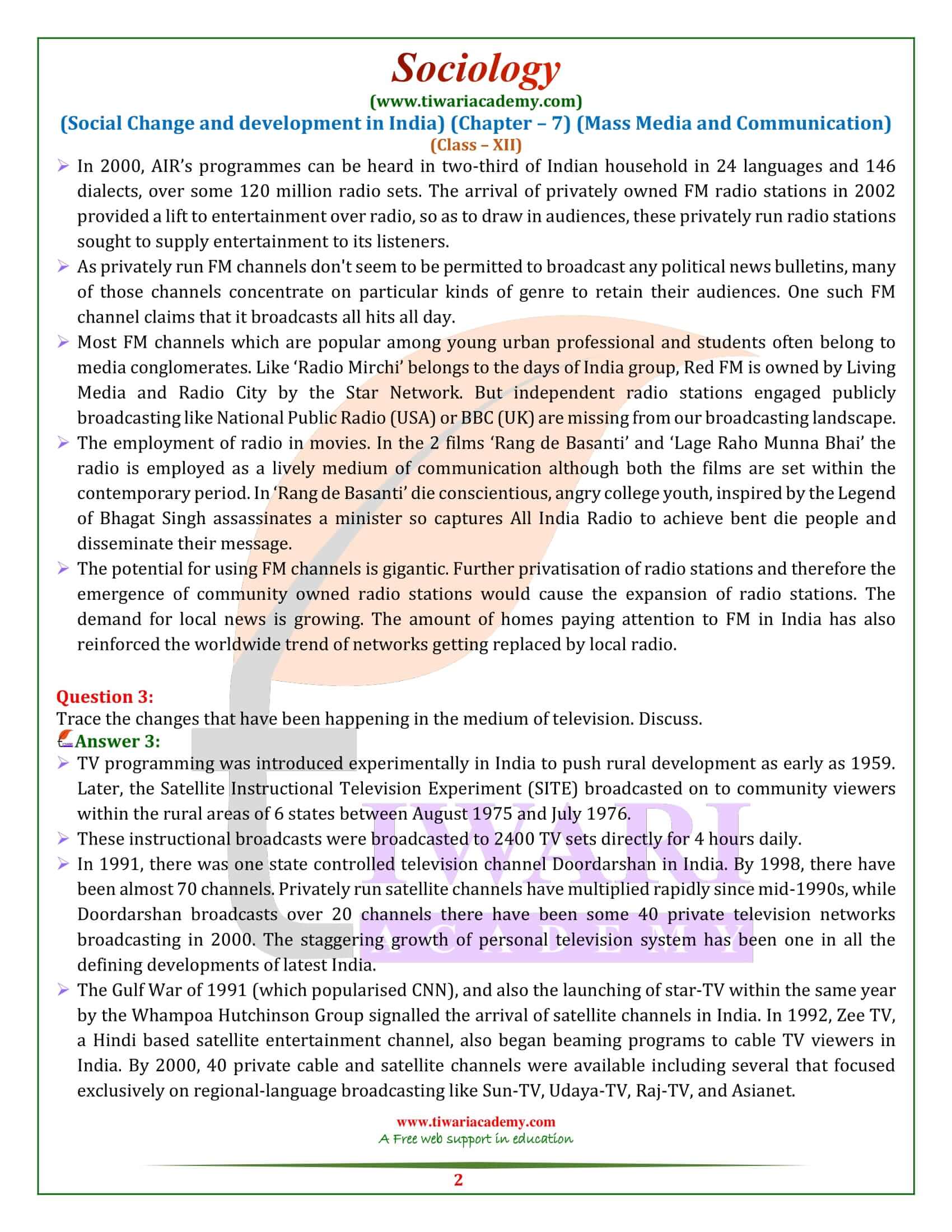 NCERT Solutions for Class 12 Sociology Chapter 7