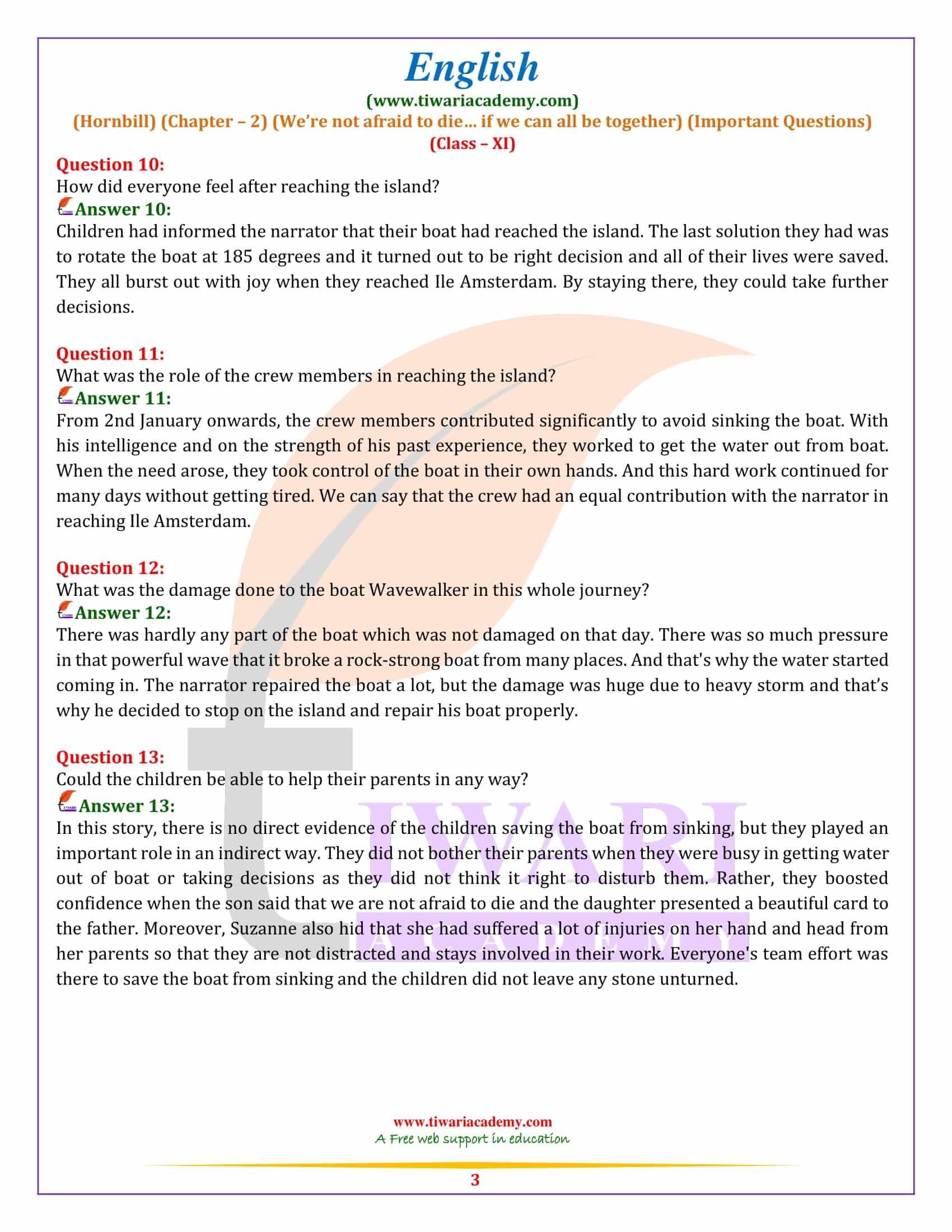 Class 11 English Hornbill Chapter 2 Revision Questions