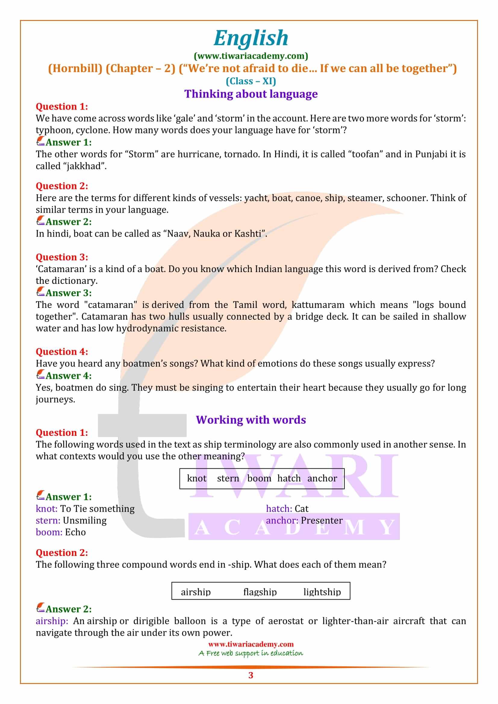 NCERT Solutions for Class 11 English Hornbill Chapter 2 Reading Skells