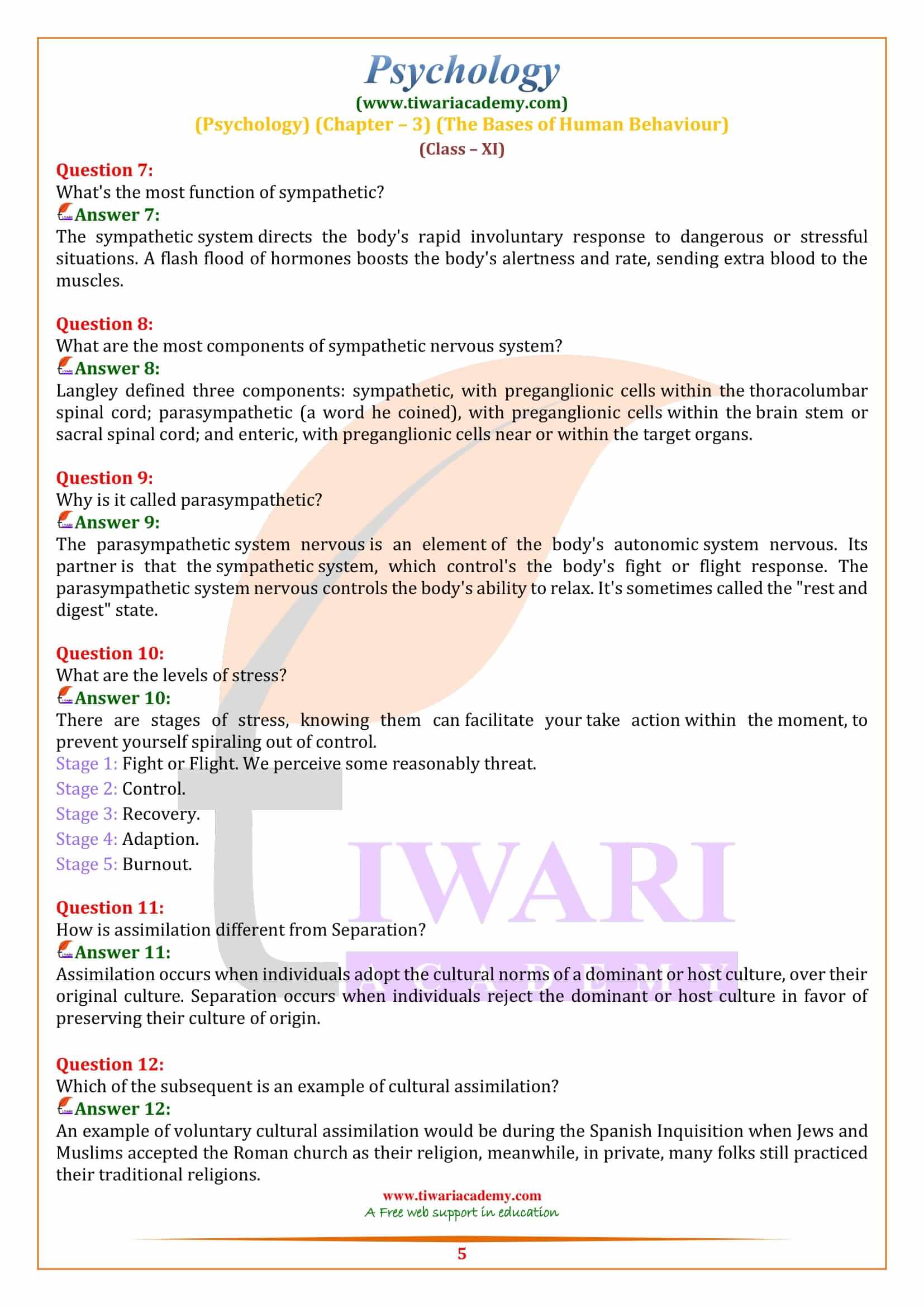 Class 11 Psychology Chapter 3 board Questions