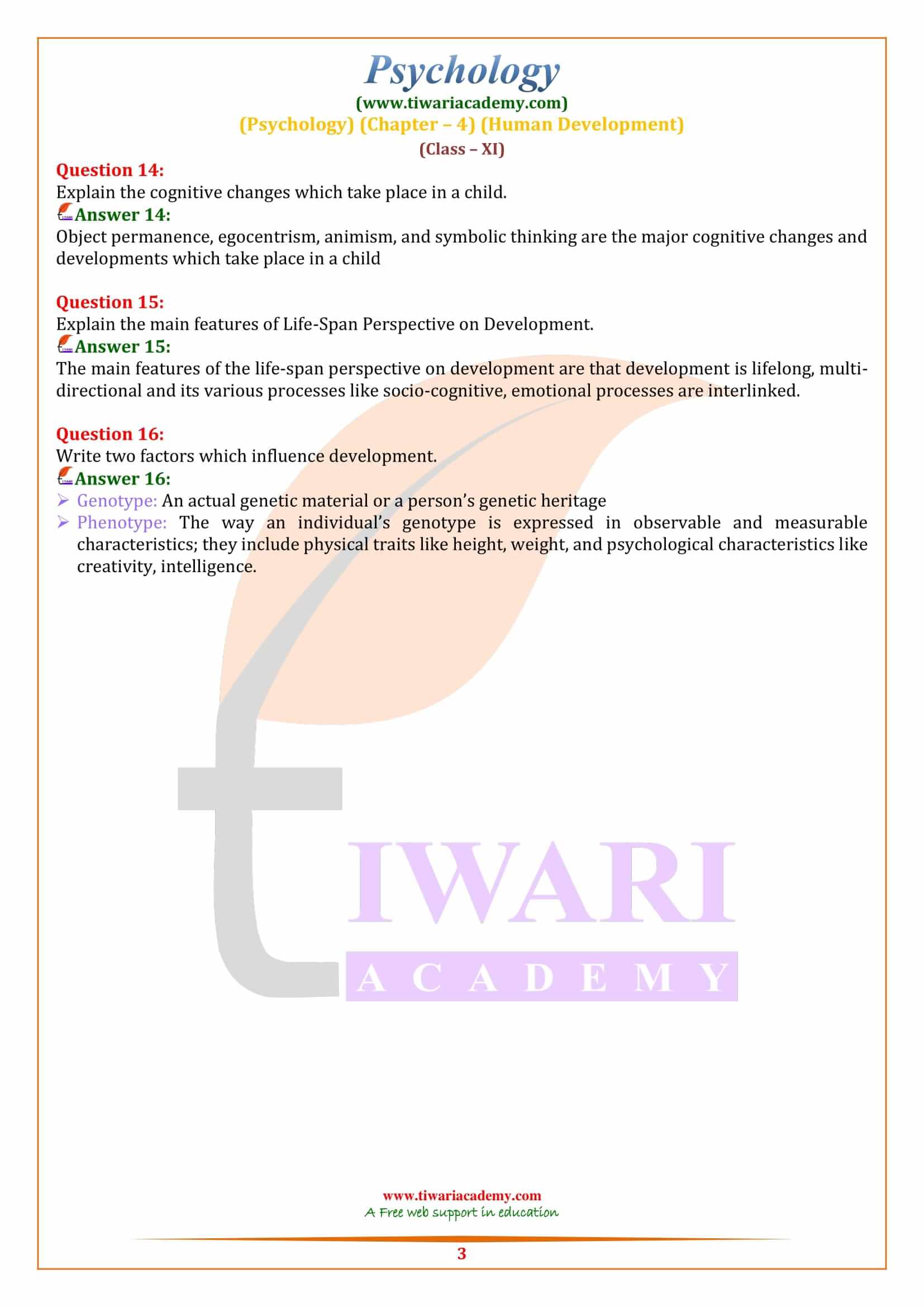 Class 11 Psychology Chapter 4 Extra Questions