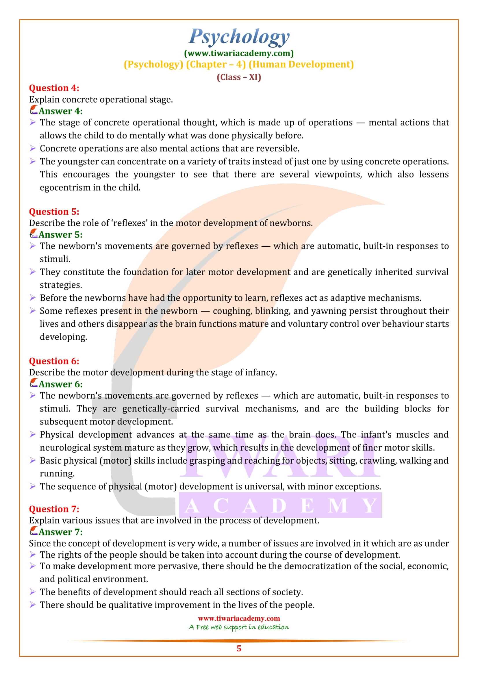 Class 11 Psychology Chapter 4 Revision Questions