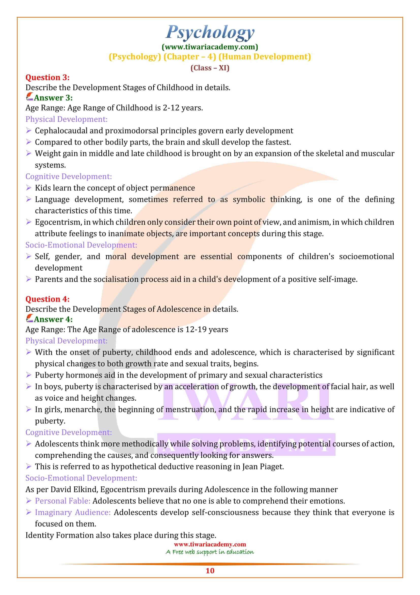 Class 11 Psychology Chapter 4 Long Questions