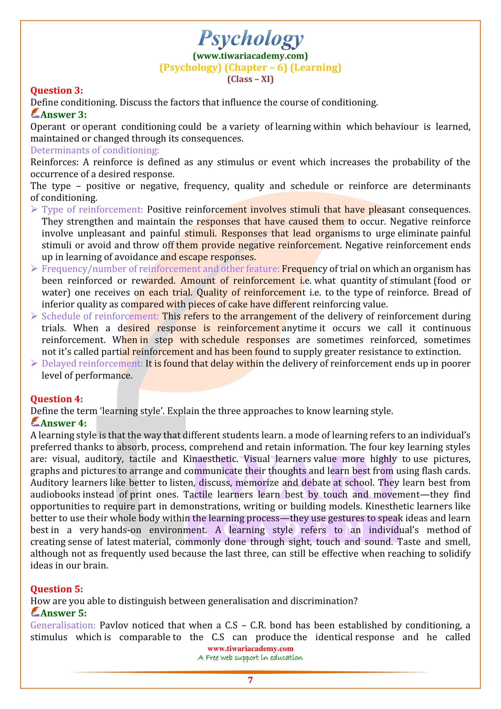 Class 11 Psychology Chapter 6 Long Answer Type Questions