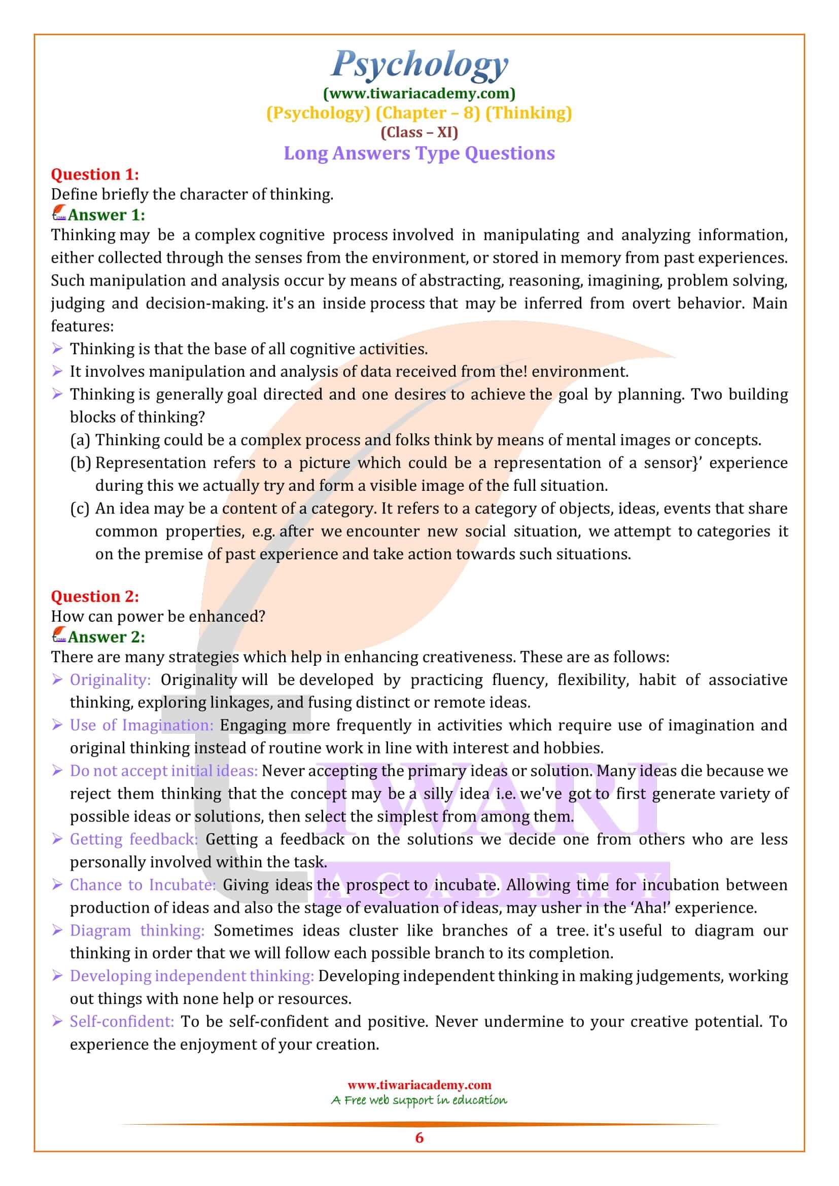 Class 11 Psychology Chapter 8 Shrot answer Type Questions