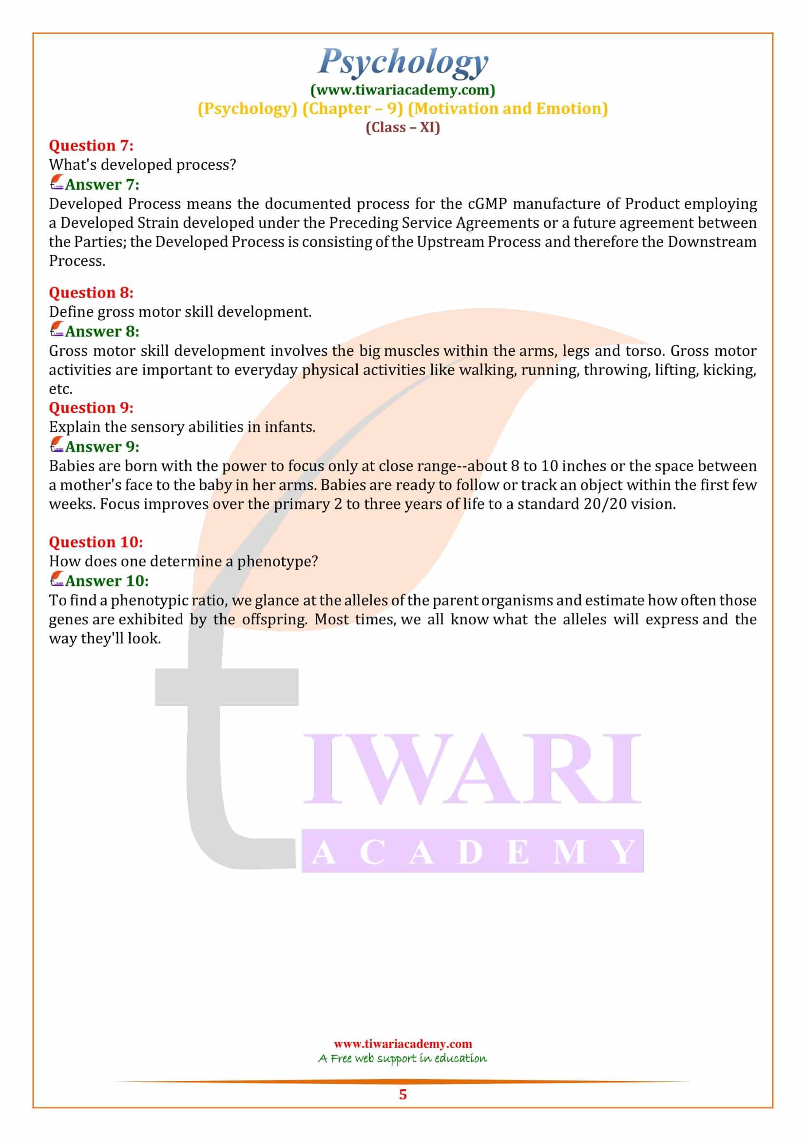 Class 11 Psychology Chapter 9 Board Questions