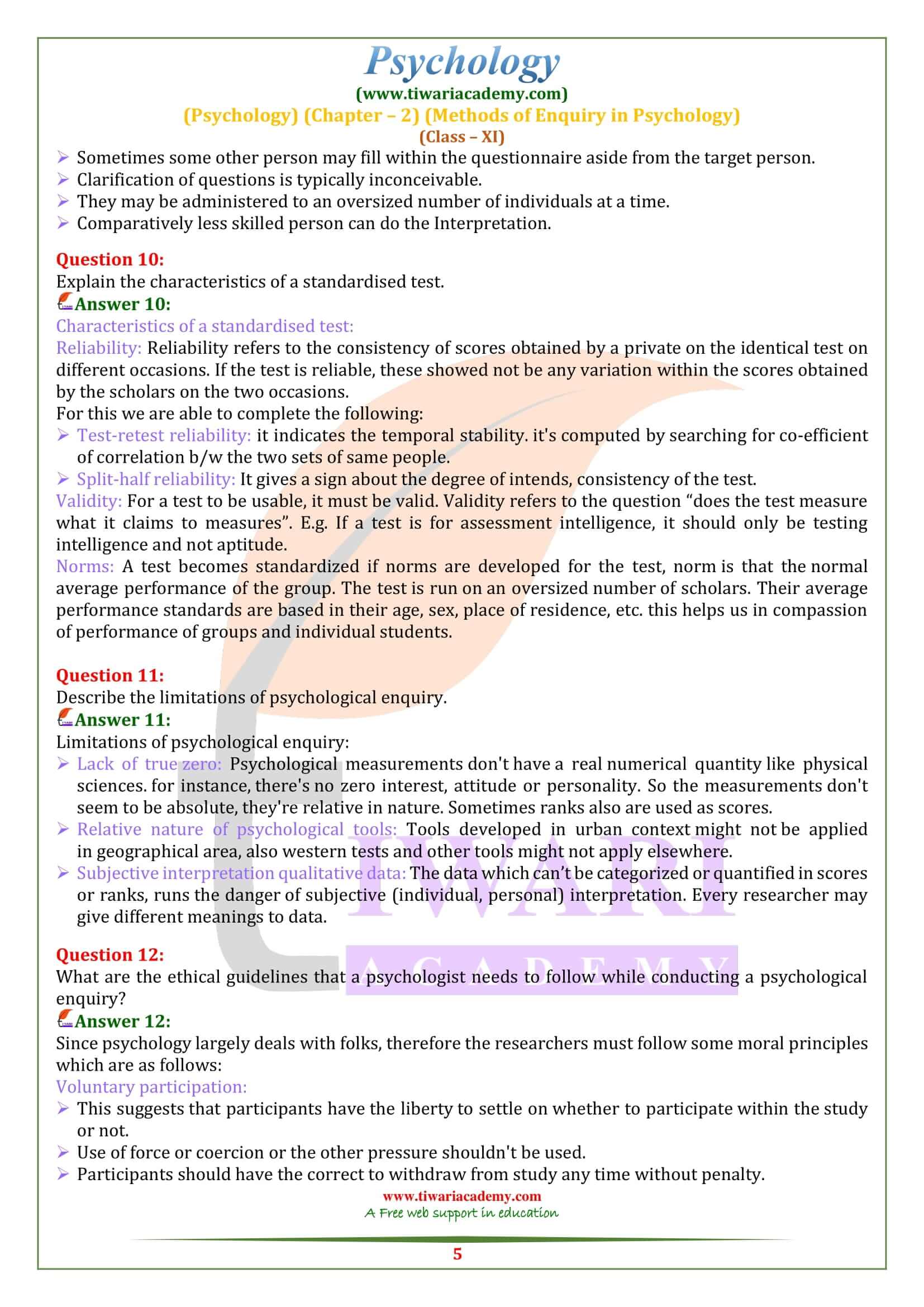 NCERT Solutions for Class 11 Psychology Chapter 2