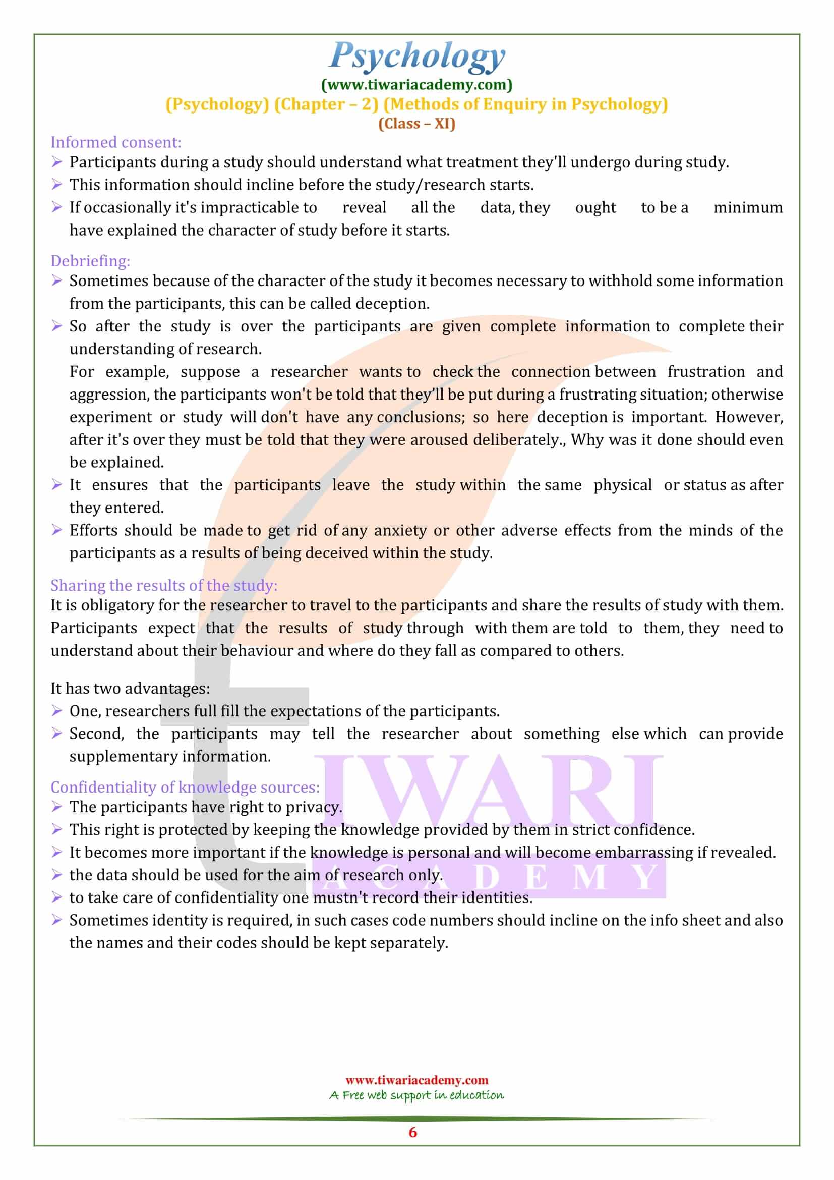 NCERT Solutions for Class 11 Psychology Chapter 2 Exercises guide
