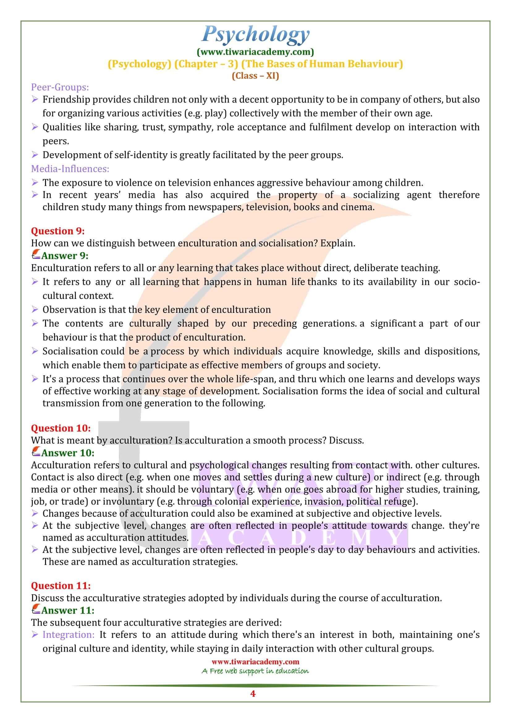 NCERT Solutions for Class 11 Psychology Chapter 3 Free guide