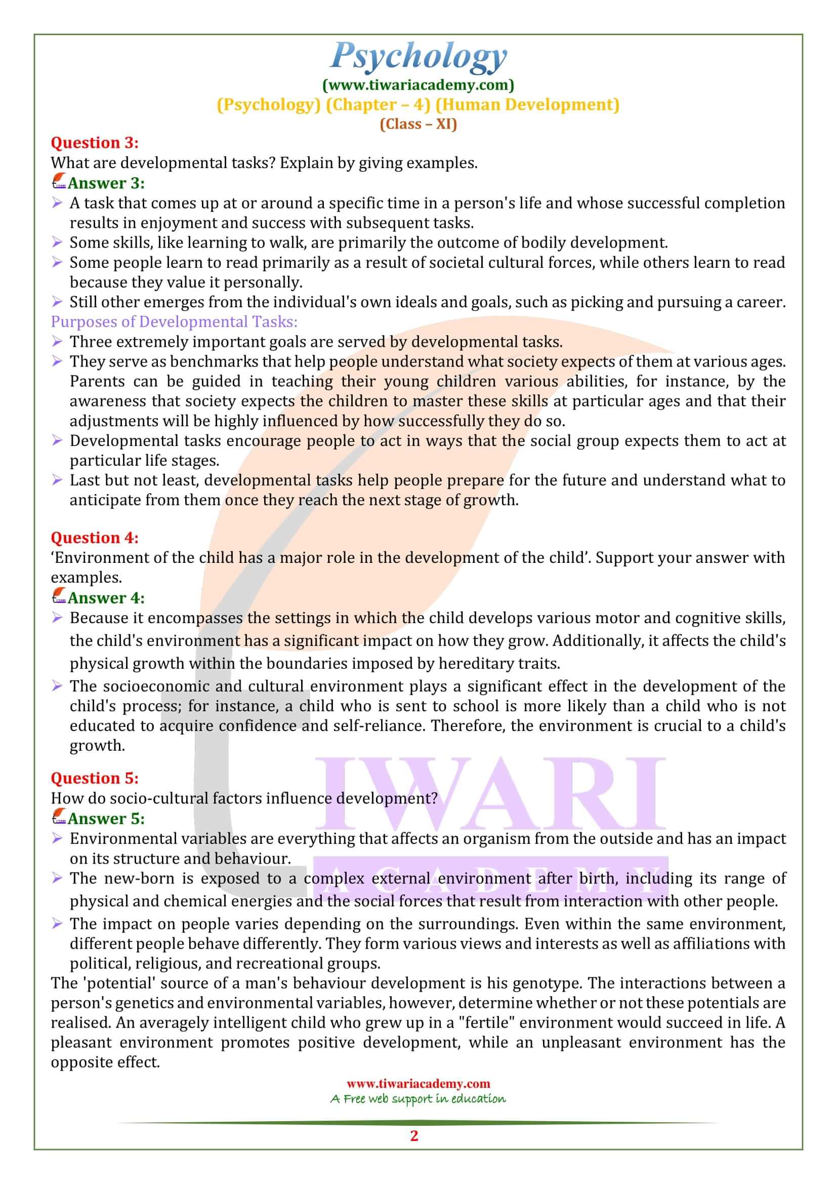 Class 11 Psychology Chapter 4 Human Development