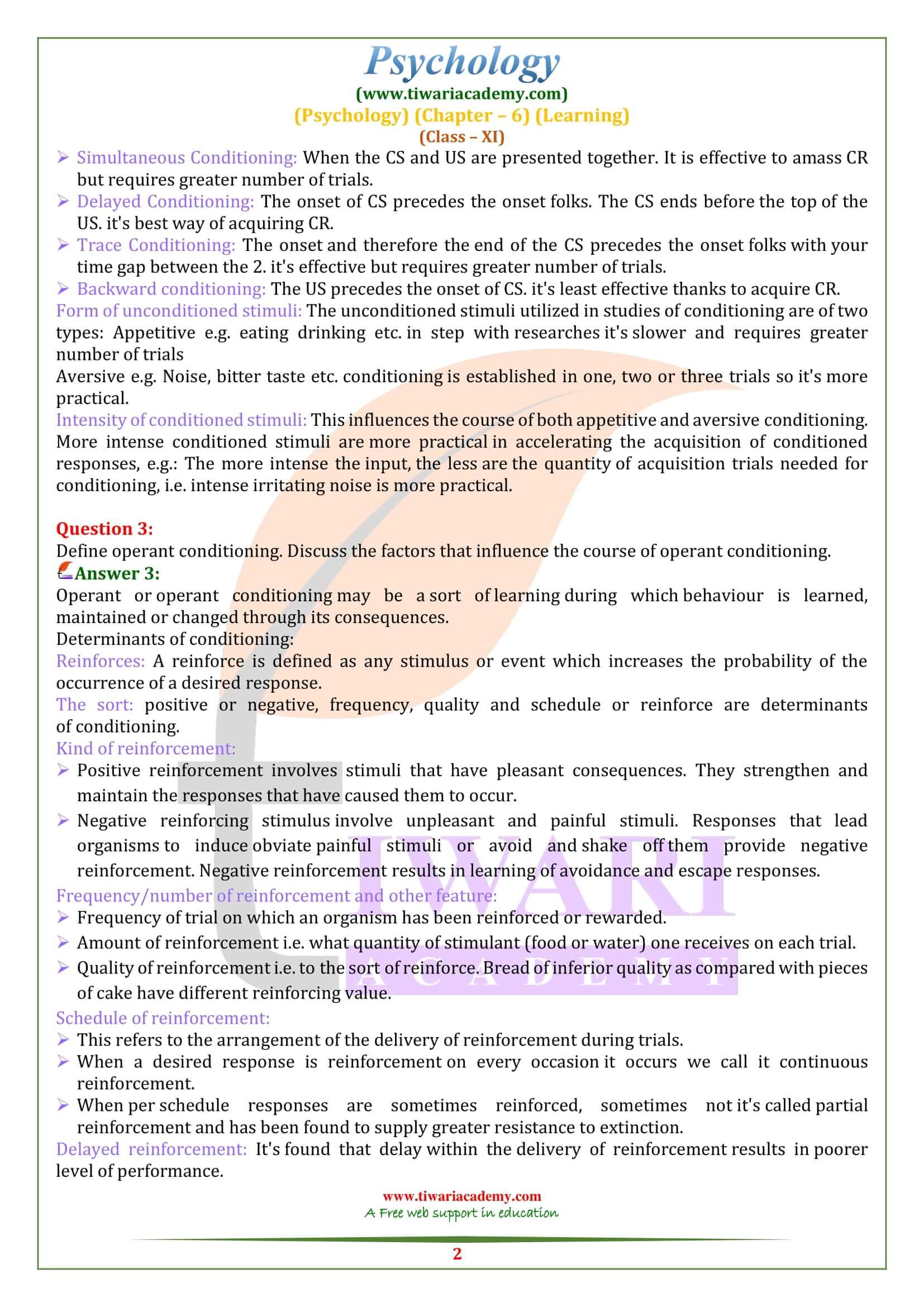 NCERT Solutions for Class 11 Psychology Chapter 6 in English Medium