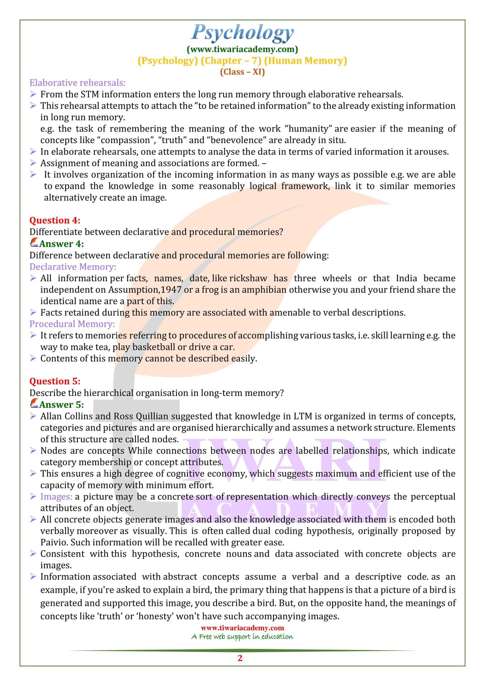 NCERT Solutions for Class 11 Psychology Chapter 7