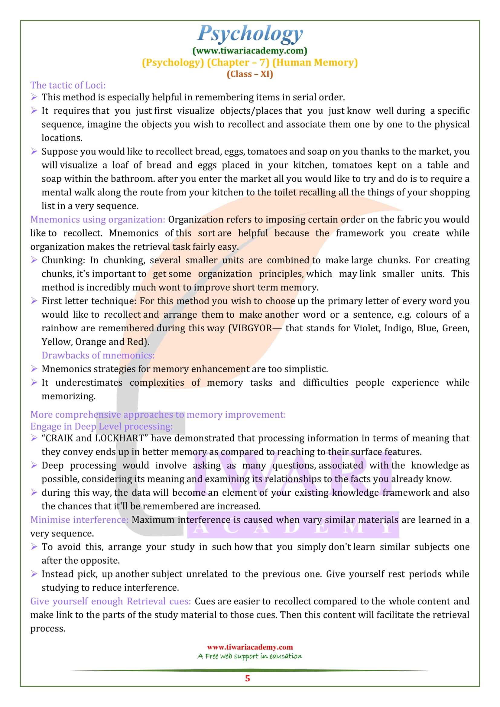 NCERT Solutions for Class 11 Psychology Chapter 7 Guide