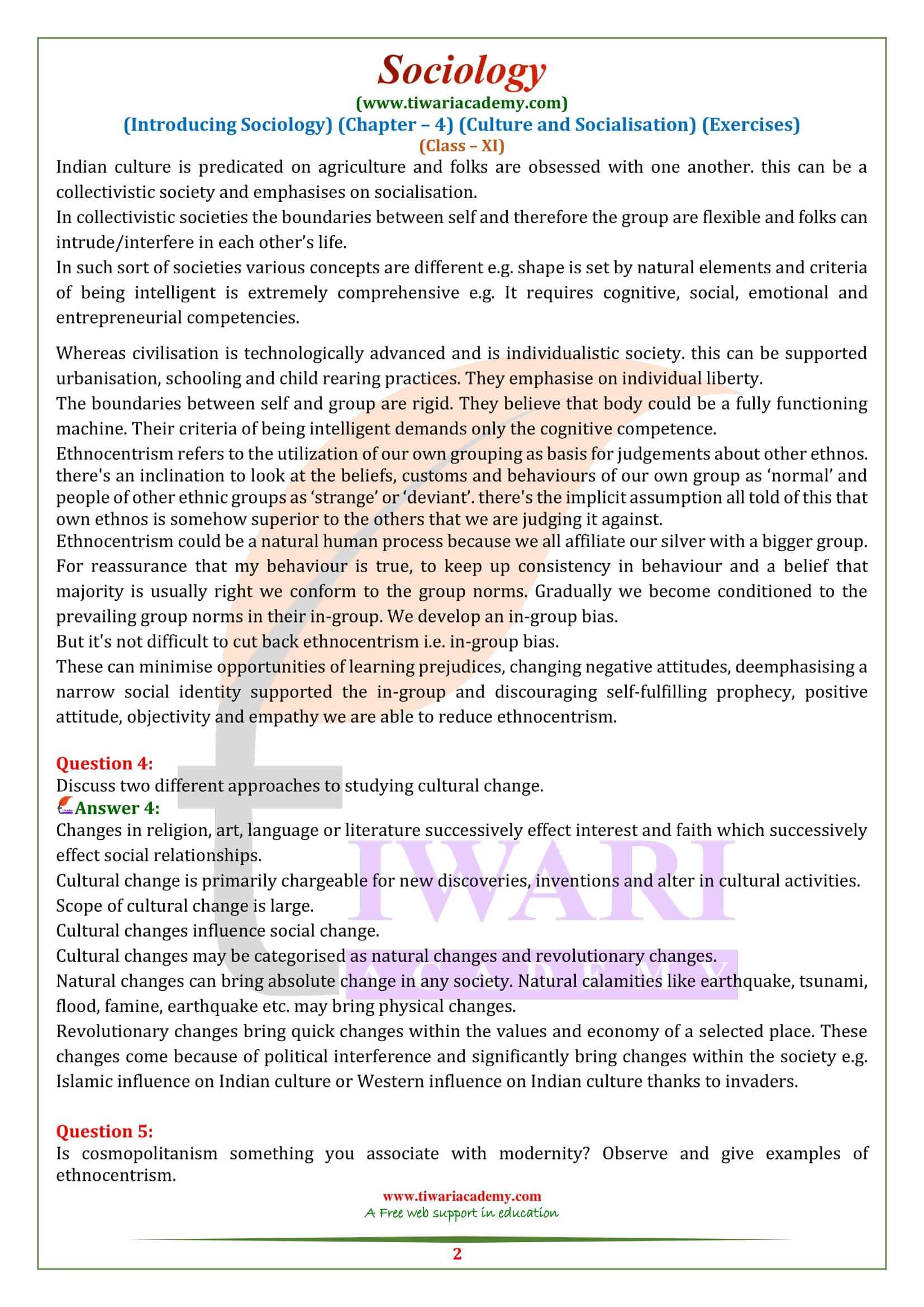 Class 11 Sociology Chapter 4 Culture and Socialisation